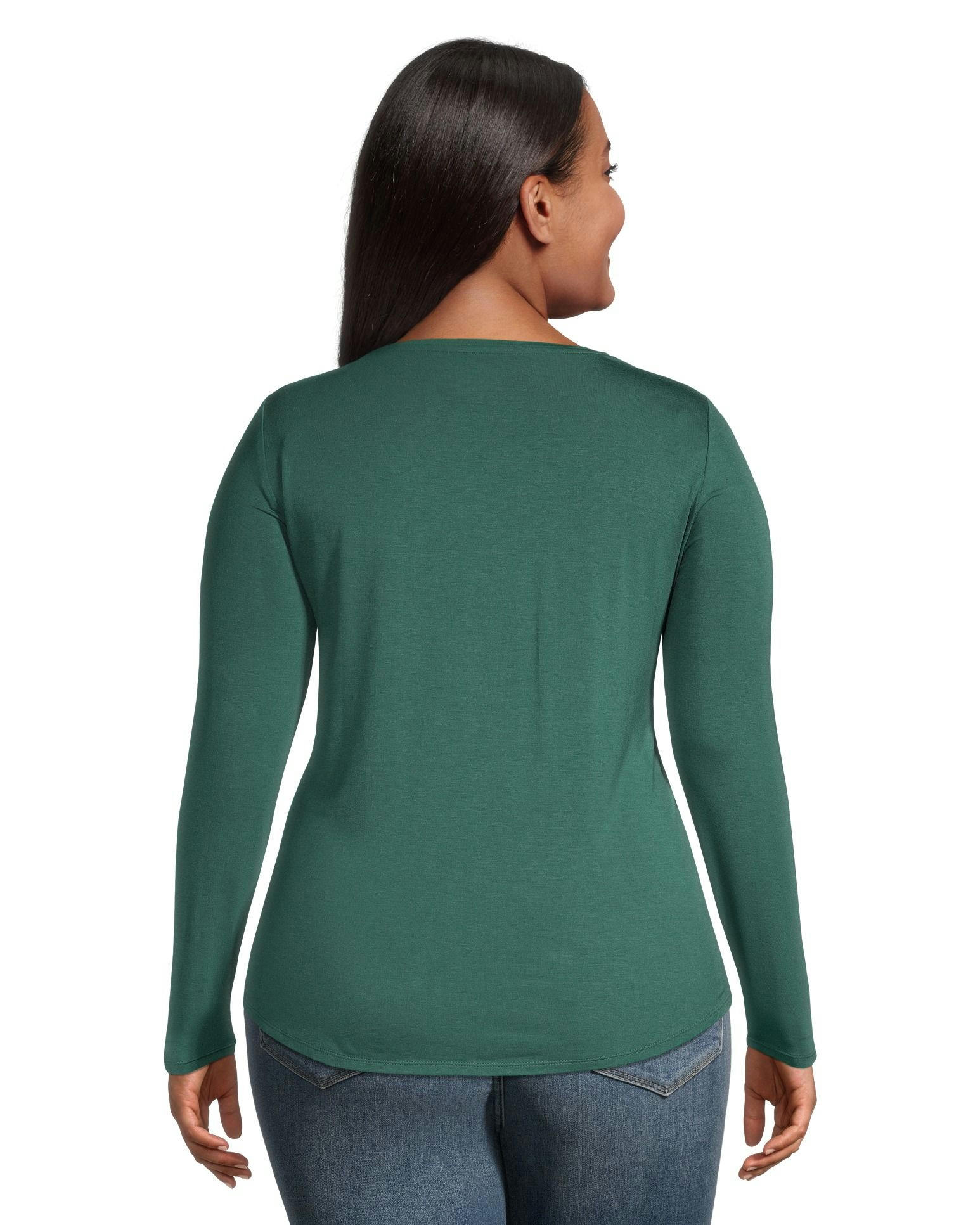 Denver Hayes Women's Long Sleeve Relaxed Fit Scoop Neck T Shirt