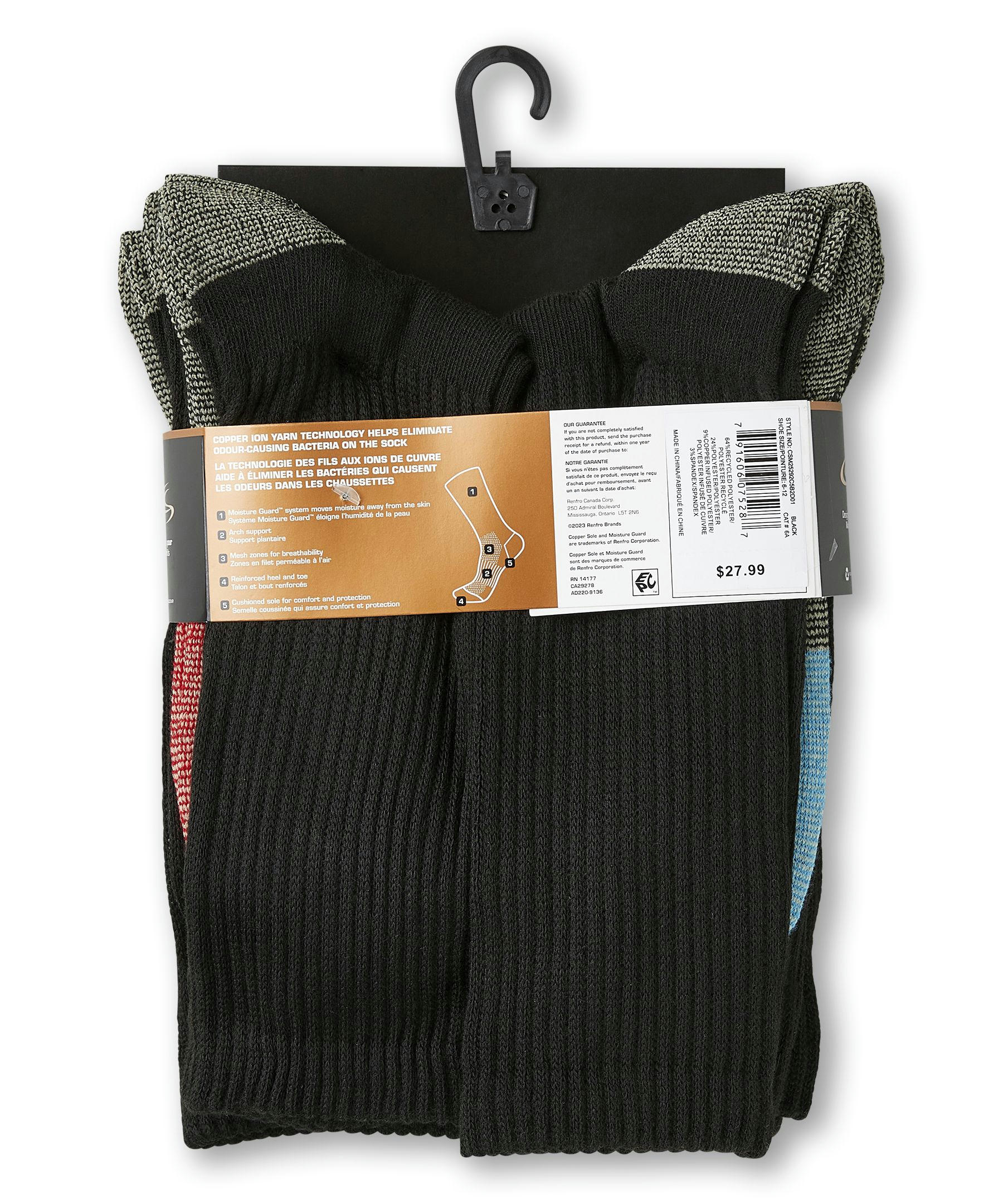 Copper Sole Men's 5 Pack Extreme Atheletic Crew Socks