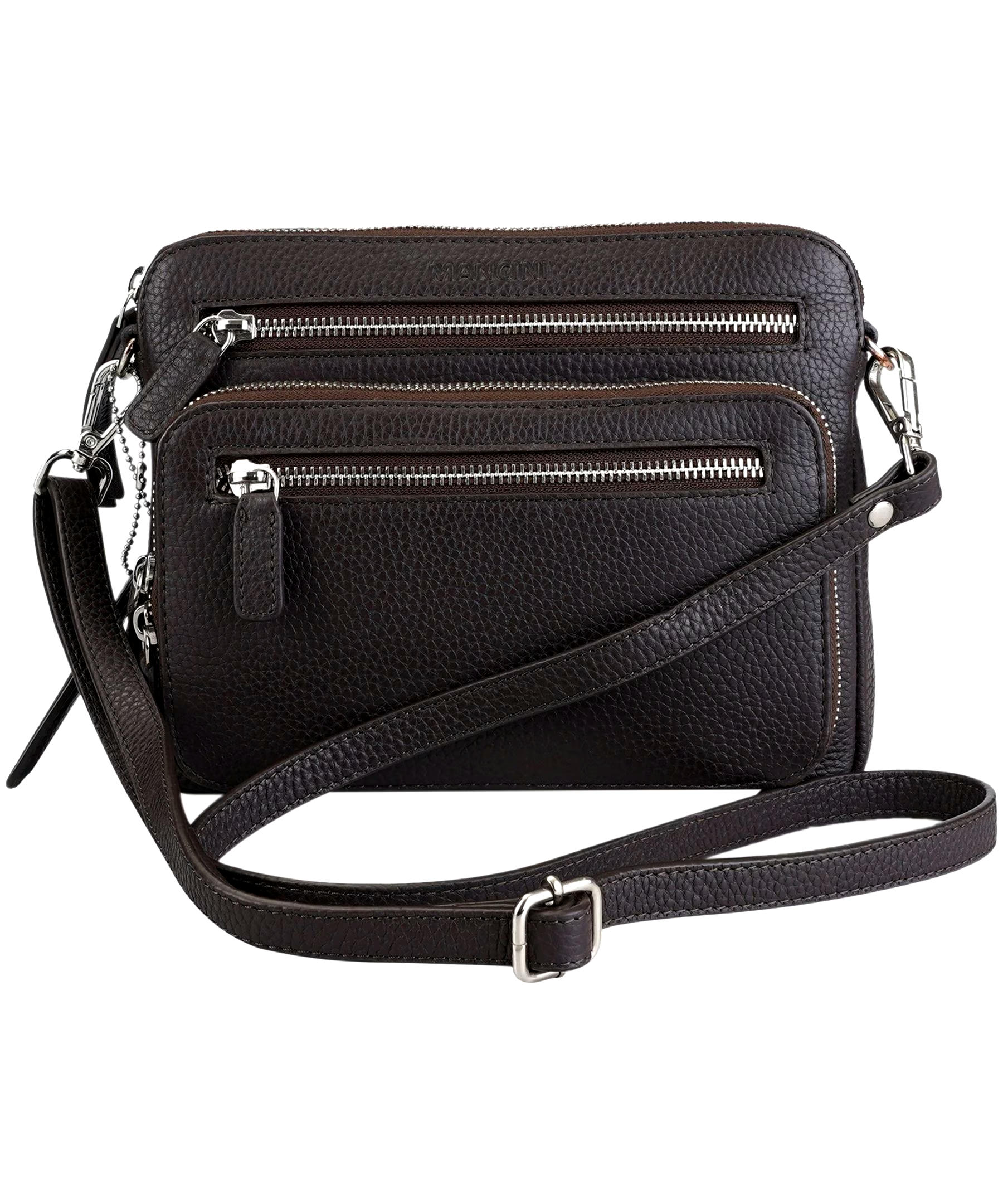 Mancini Leather Goods Women's Pebelled Valerie Small Crossbody Bag