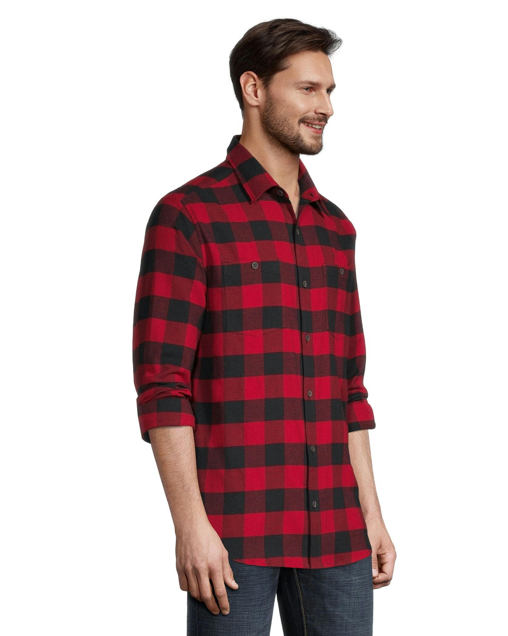 WindRiver Men's Stretch Regular Fit Basic Flannel Shirt