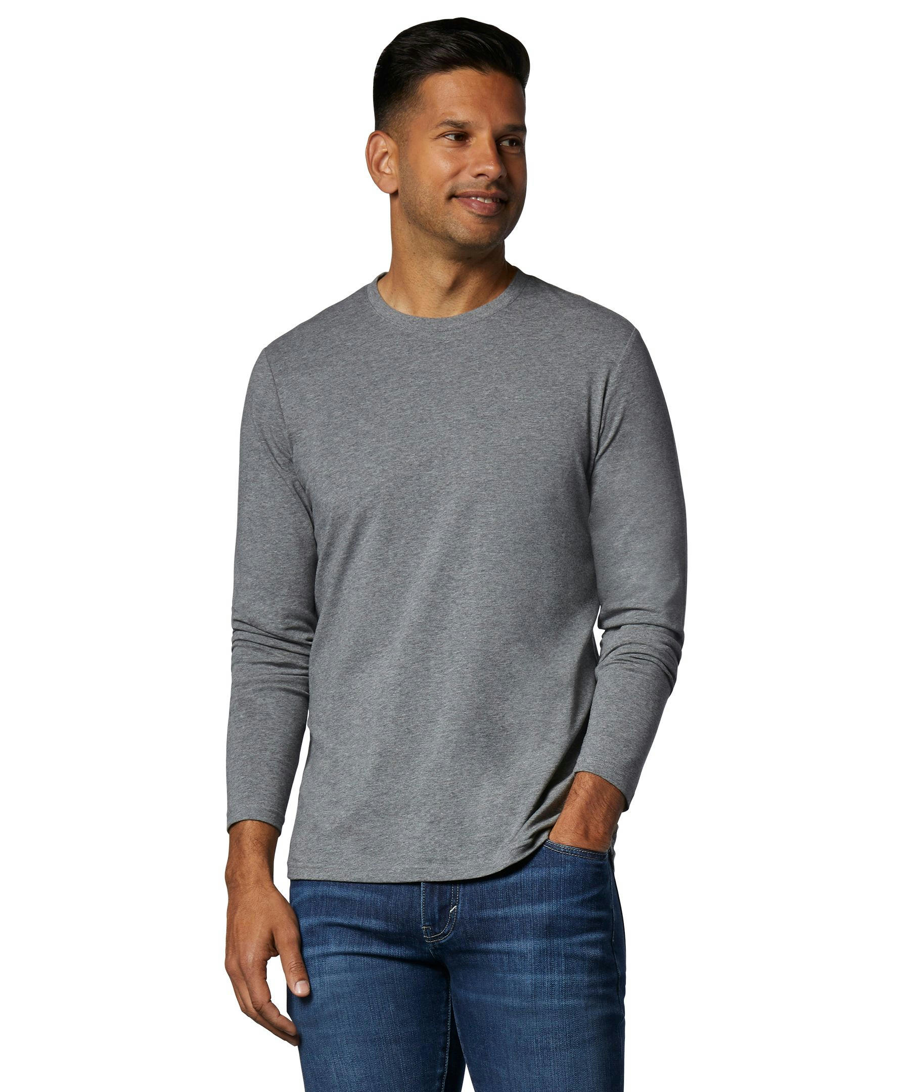 Denver Hayes Men's Stretch Long Sleeve Modern Fit Crewneck T Shirt