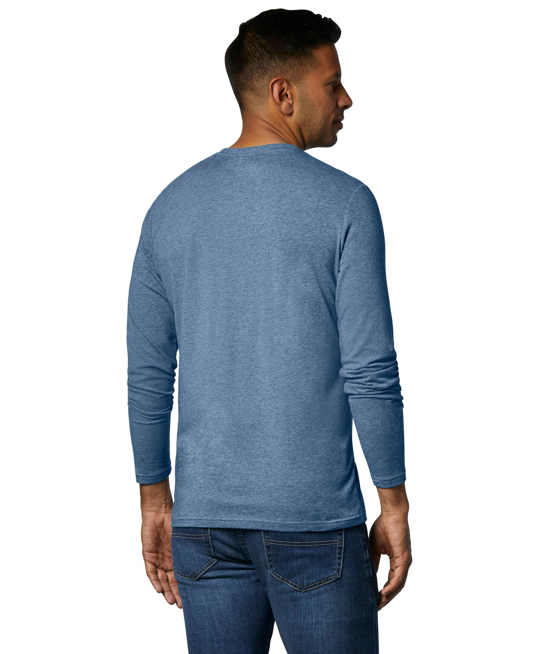 Denver Hayes Men's Stretch Long Sleeve Modern Fit Crewneck T Shirt