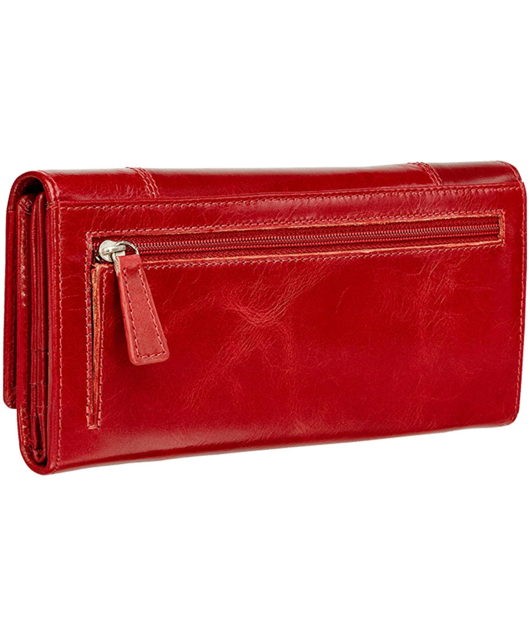 Mancini Leather Goods Women's Casablanca RFID Secure Trifold Wallet Red