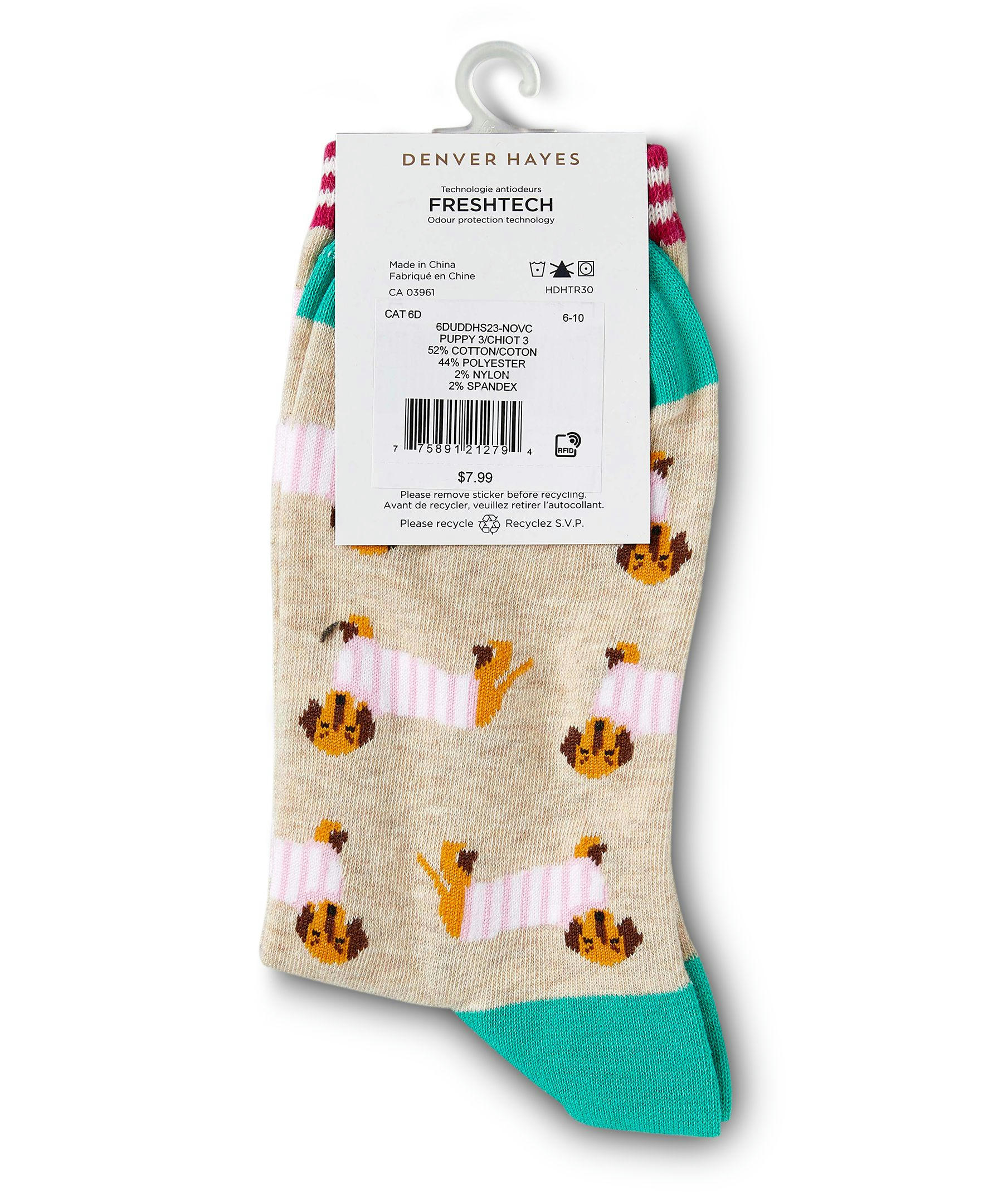 Denver Hayes Women's Crew Patterned Cotton Socks
