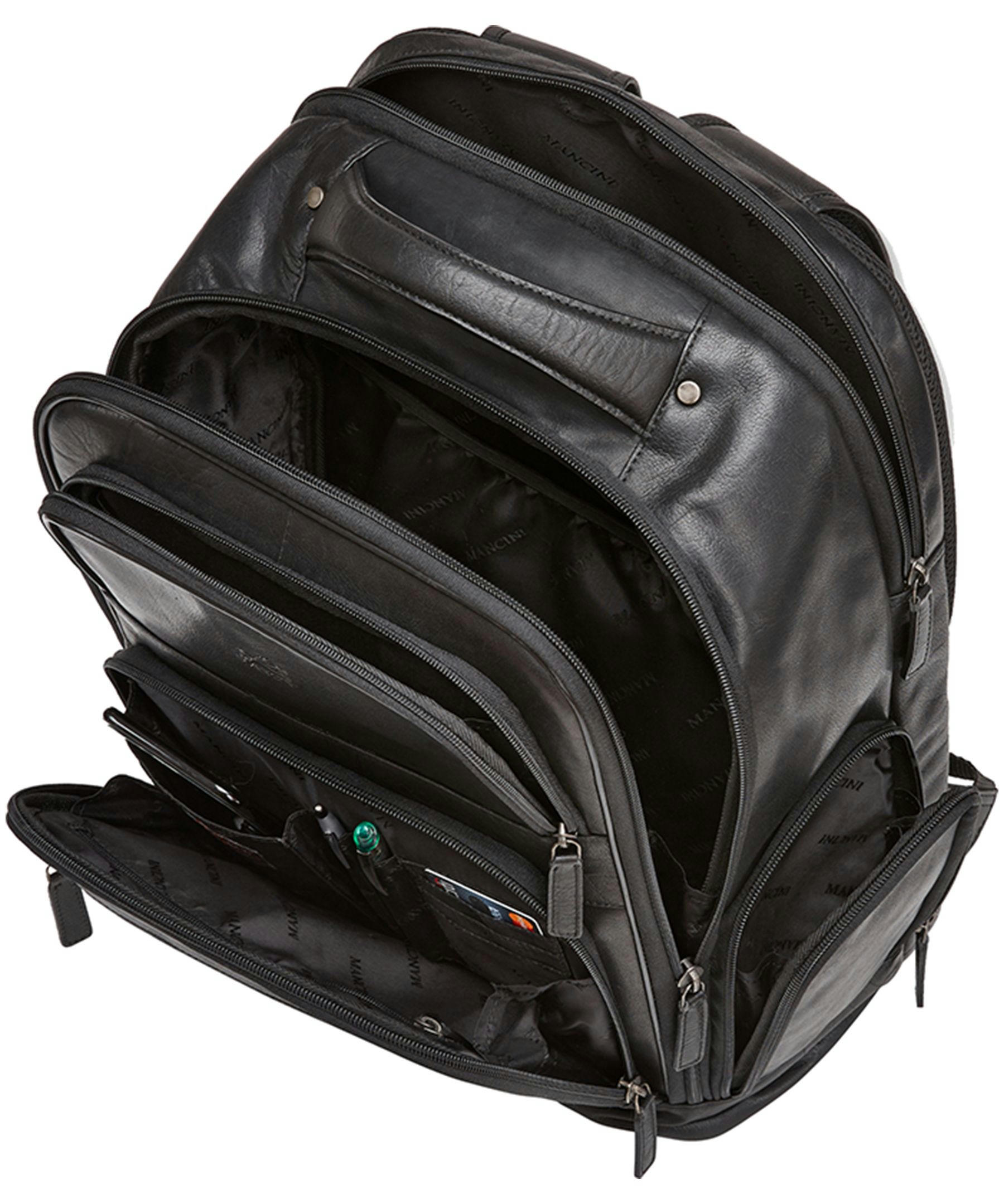 Mancini Leather Goods Unisex Buffalo Carry On Duffle Bag with Laptop Compartment Black