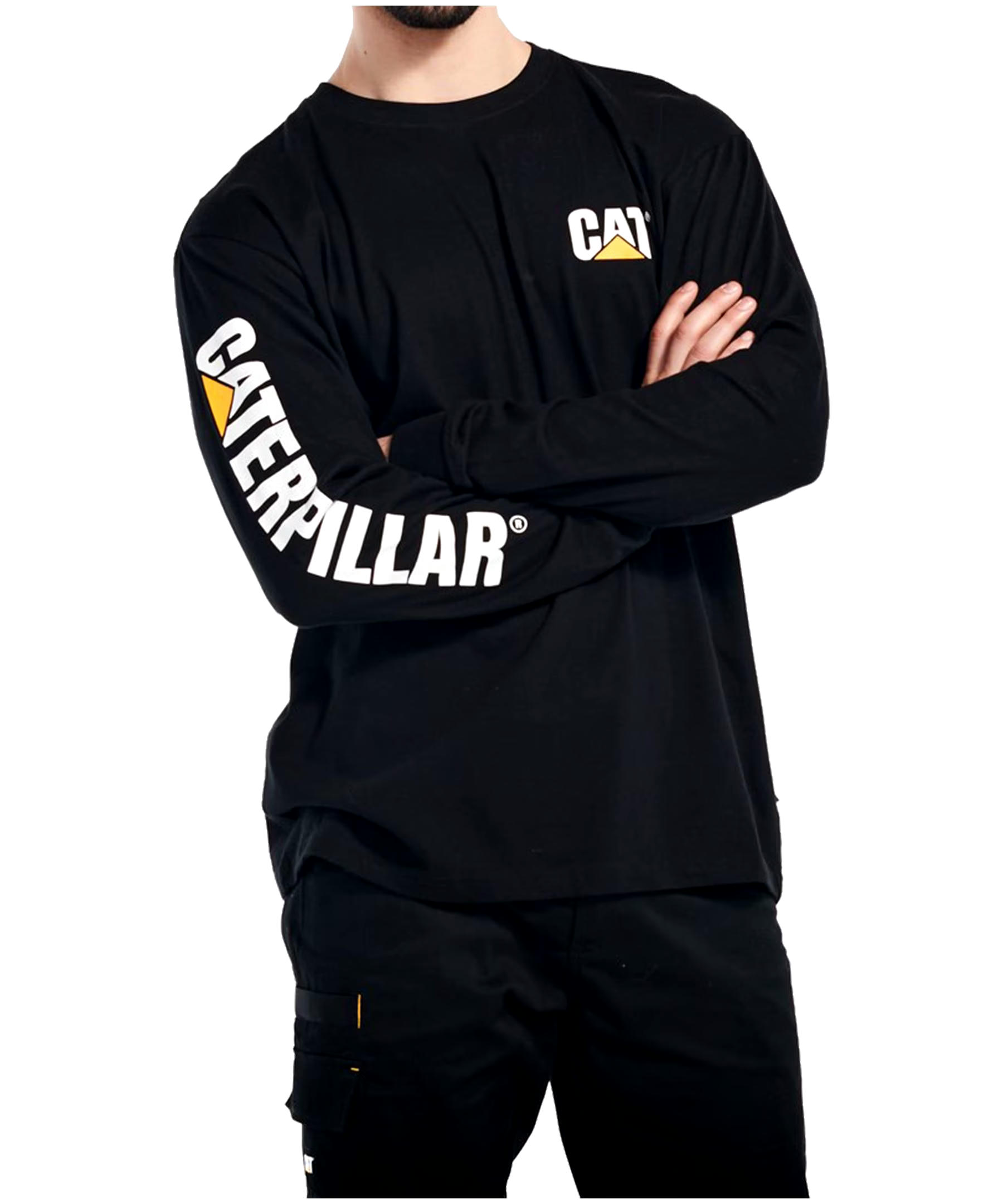 CAT Trademark Banner Long Sleeve Cotton T Shirt