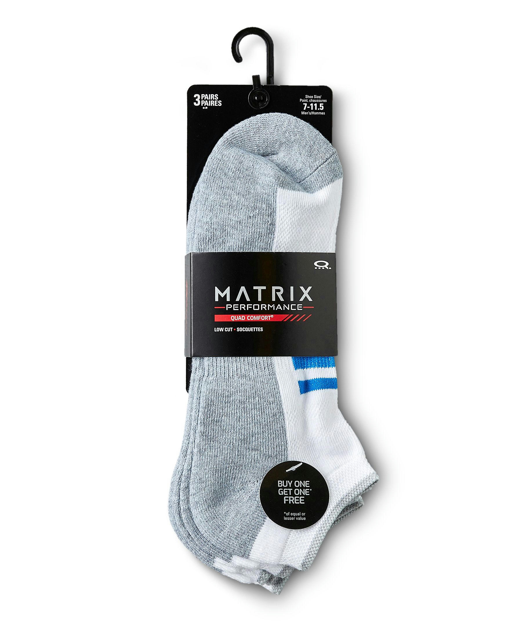 Matrix Men's 3 Pack FRESHTECH Quad Comfort Low Cut Sport Socks