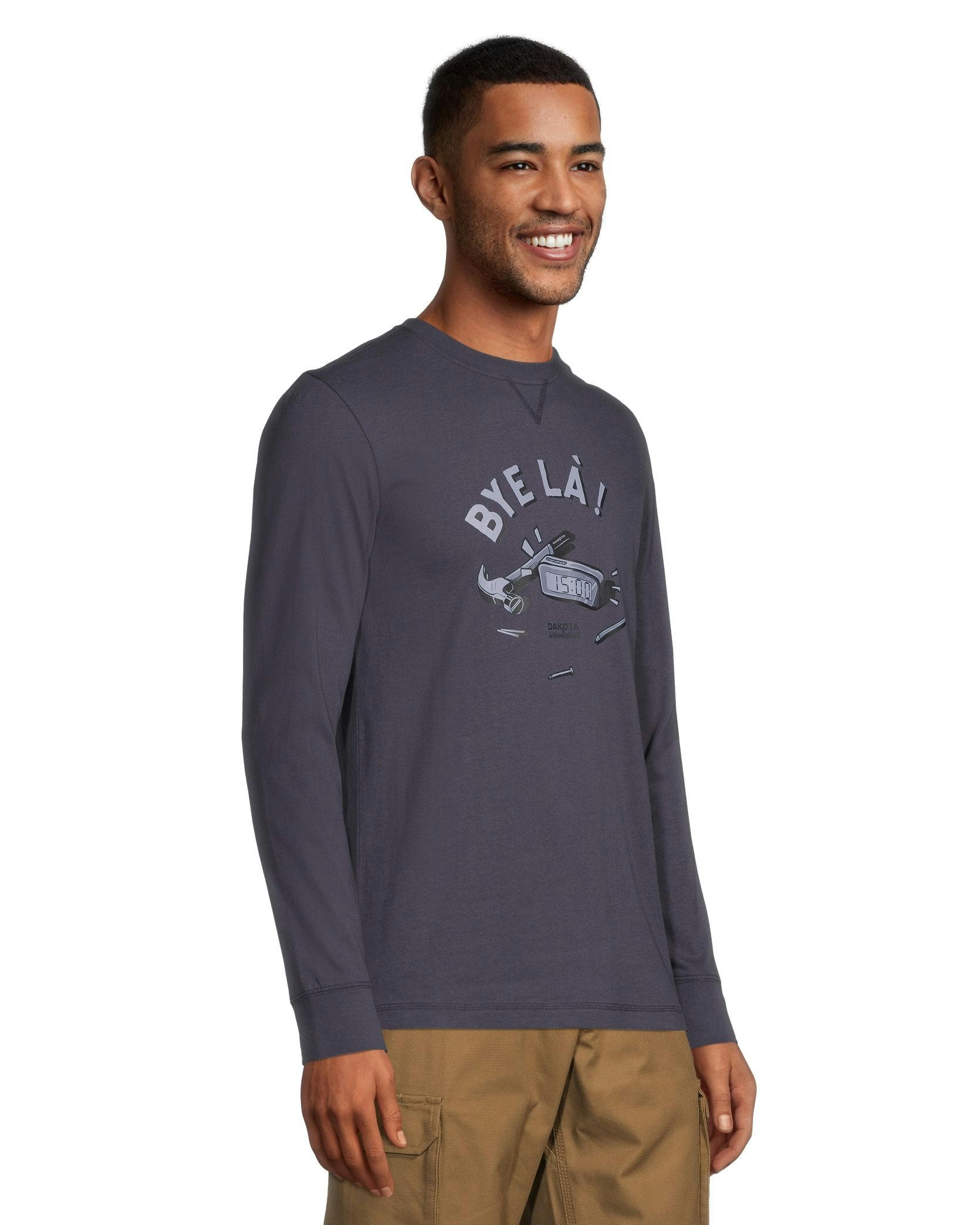 Dakota WorkPro Series Men's Bye LA Graphic Long Sleeve Crewneck Ultrasoft Cotton Work T Shirt