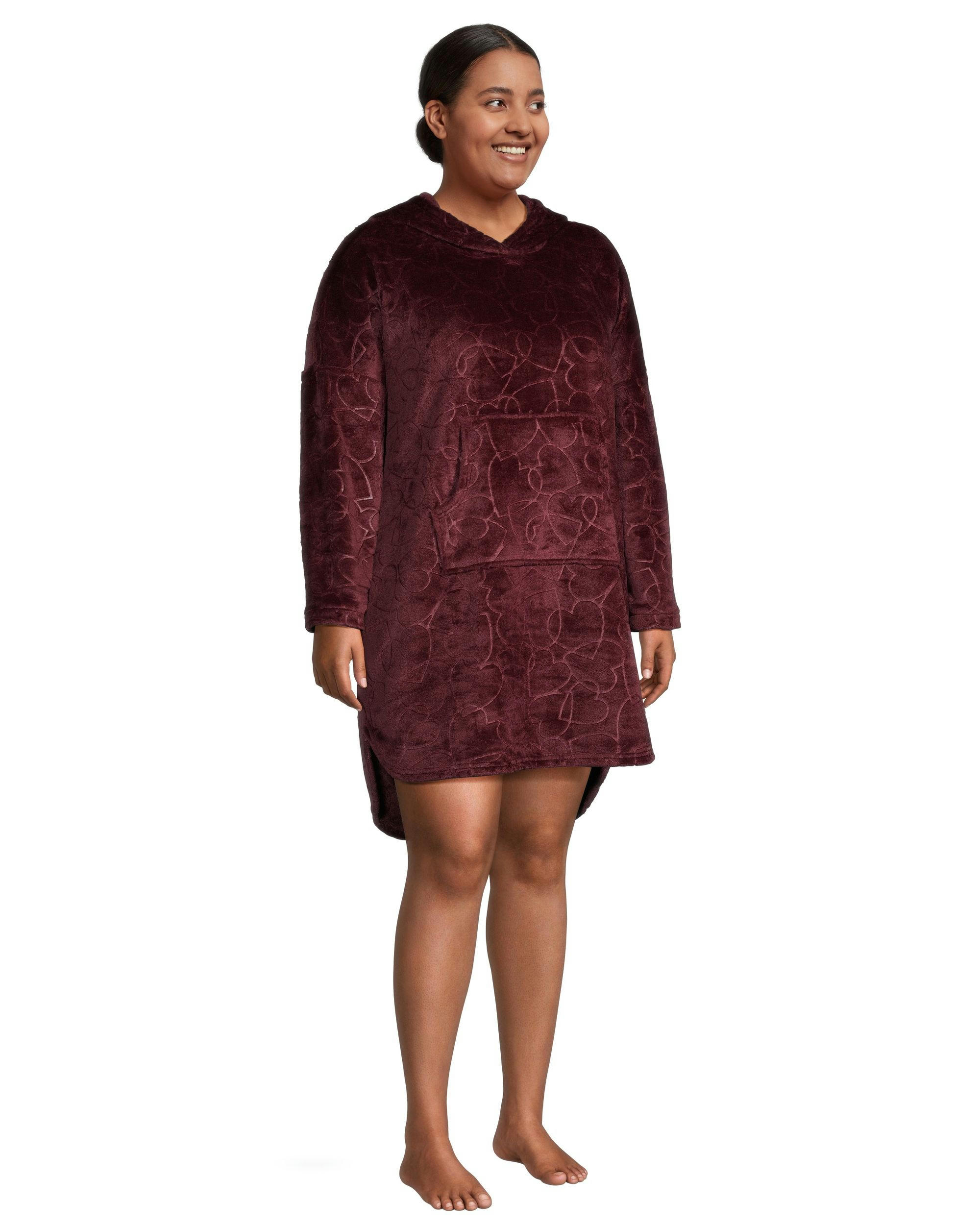 Denver Hayes Women's Plush Velour Hooded Night Shirt