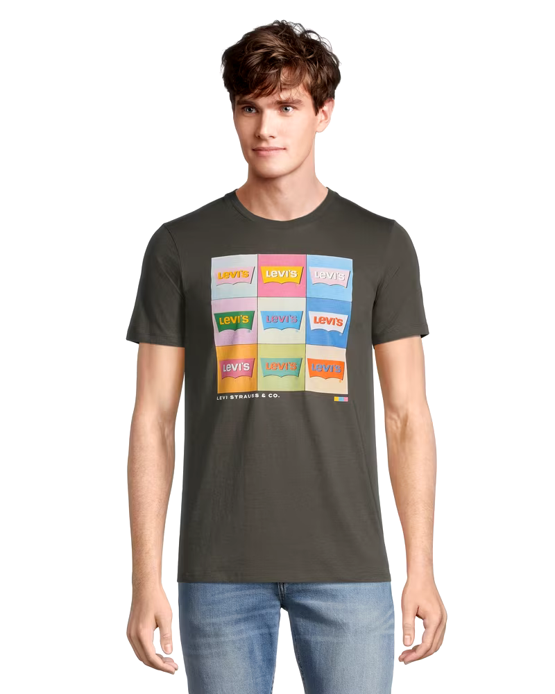 Levi's Men's Grid Logo Graphic Crewneck Cotton T Shirt