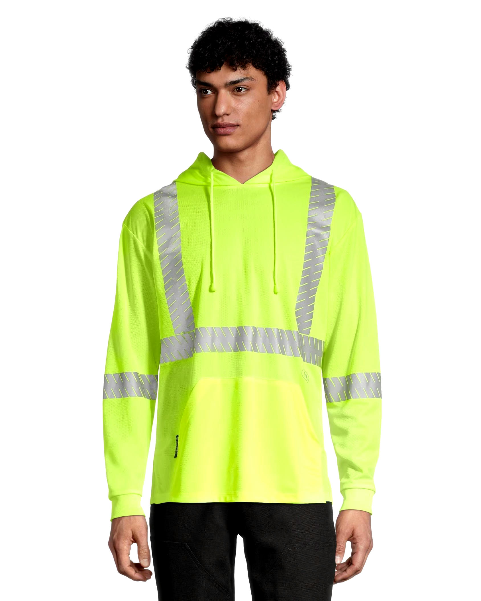 Pioneer Men's Hi-Vis Yellow Birdseye Safety Hoodie Shirt