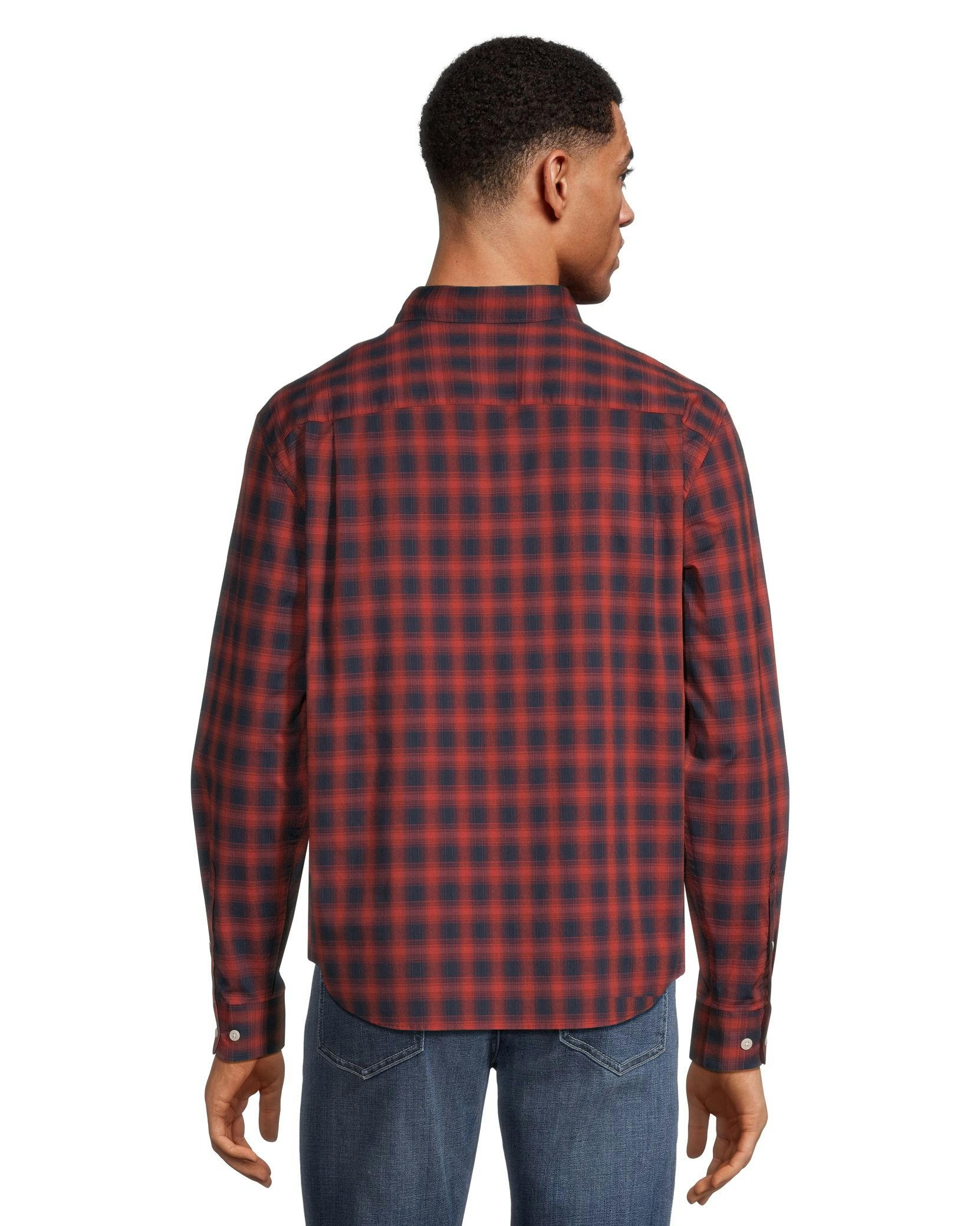 Denver Hayes Men's Long Sleeve Classic Fit Plaid Shirt