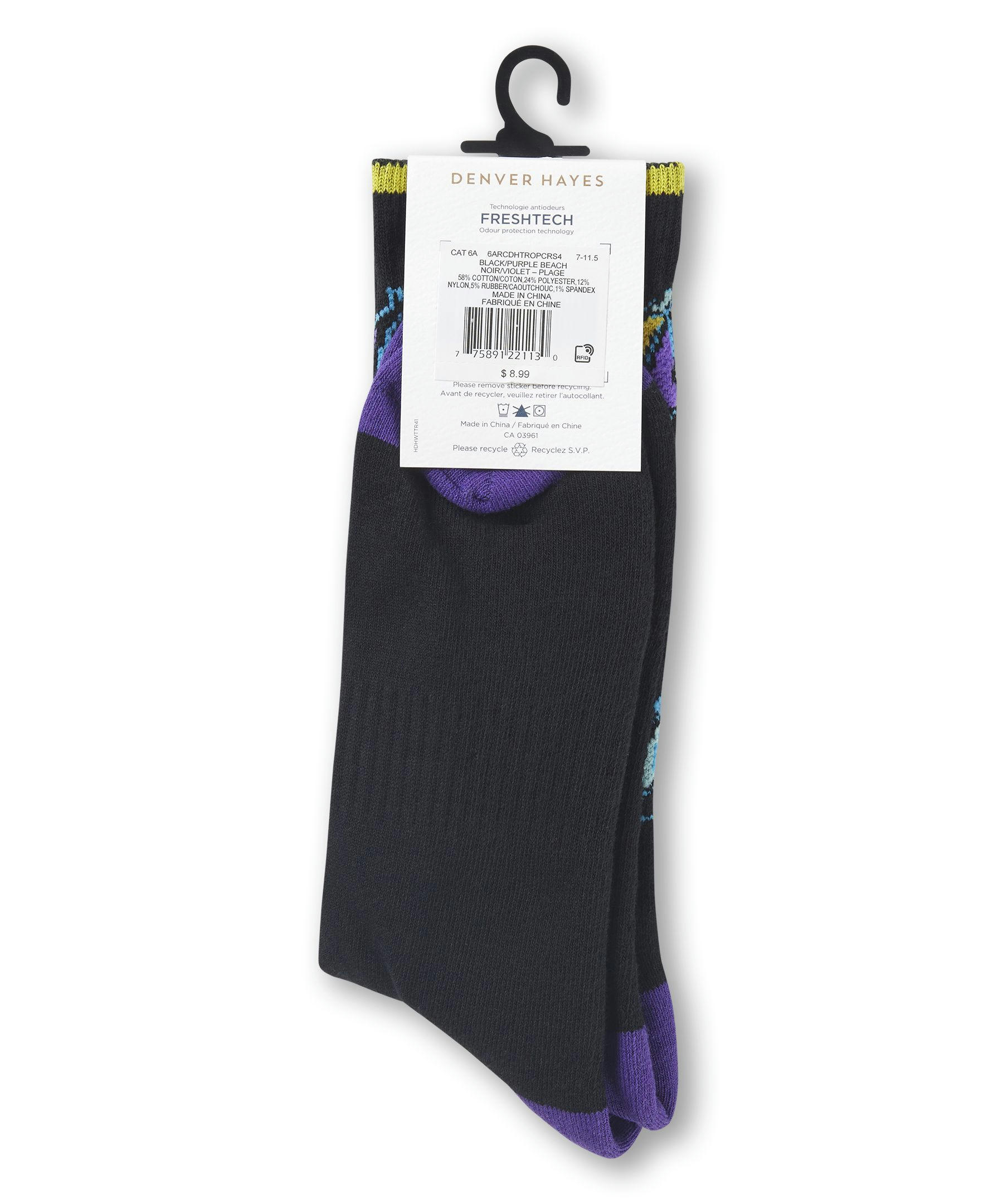 Denver Hayes Men's FRESHTECH® Novelty Tropical Crew Socks