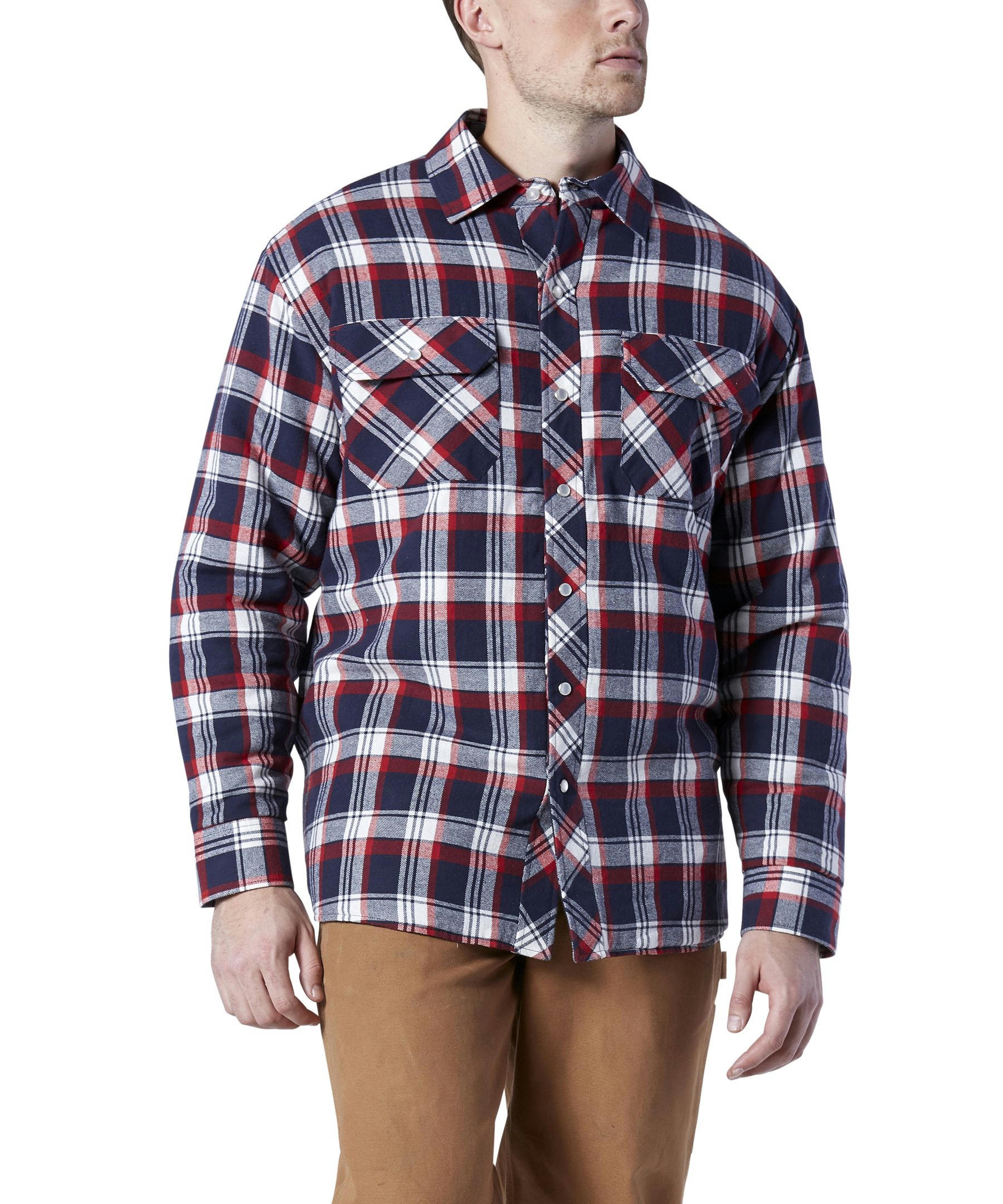 Aggressor Men's Snap-Front Insulated Quilted Flannel Work Shirt