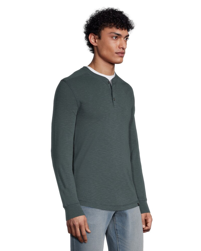 Denver Hayes Men's Long Sleeve Modern Fit Cotton Slub Henley Shirt