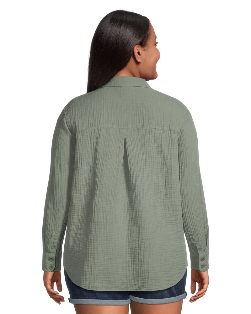 Women's Double Gauze Long Sleeve Button Down Shirt