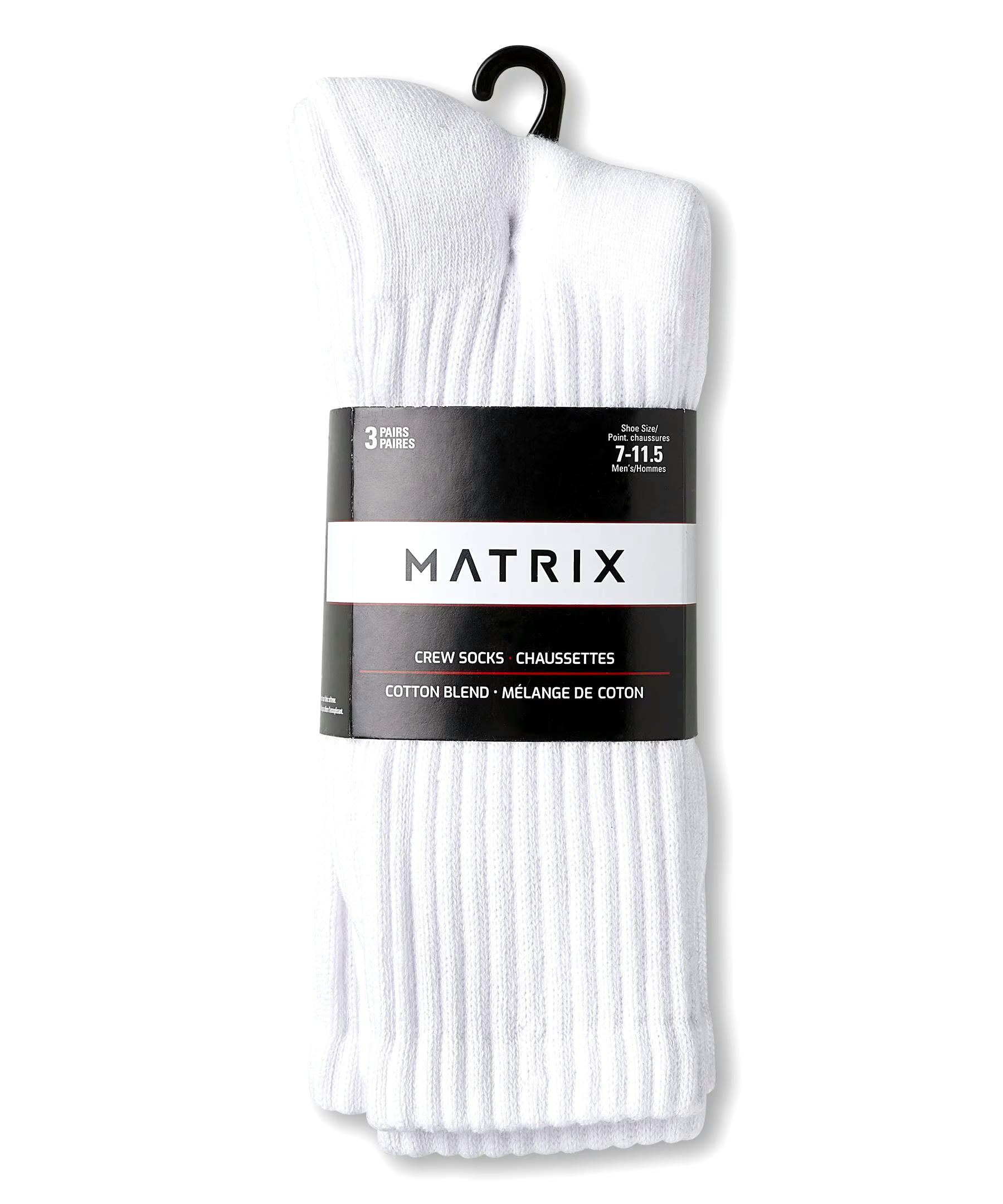 Matrix Men's 3 Pack Crew Sport Socks