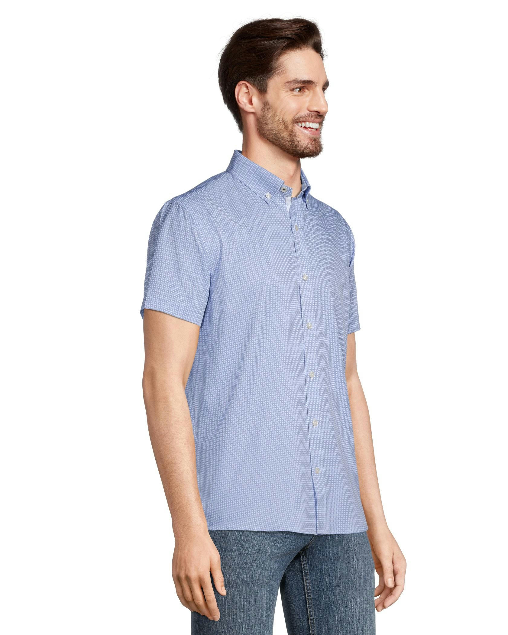 Denver Hayes Men's Hybrid 4-Way Stretch Short Sleeve Commuter Sport Shirt