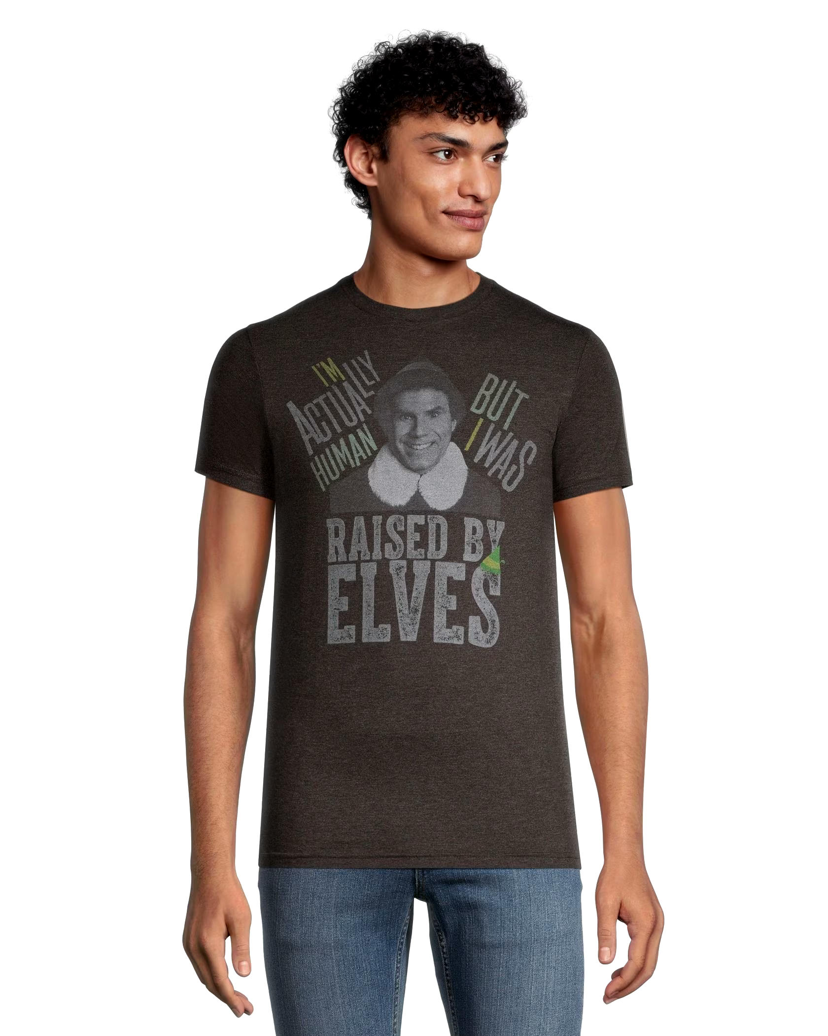 Logo T-Shirts Men's Holiday Raised By Elves Graphic T Shirt
