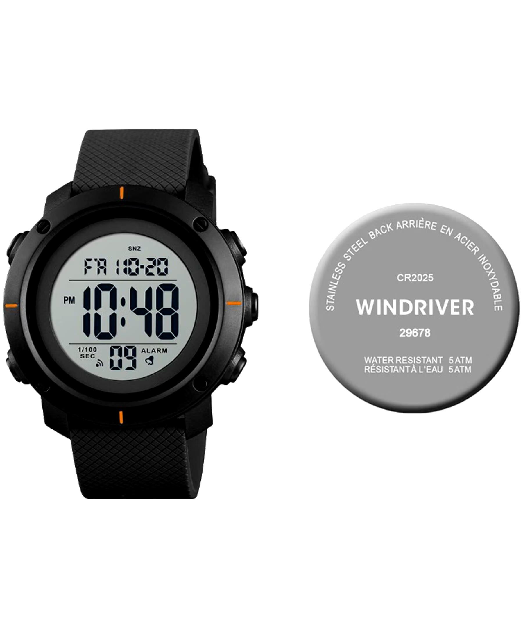 WindRiver Digital Water Resistant Watch with Carbon Strap