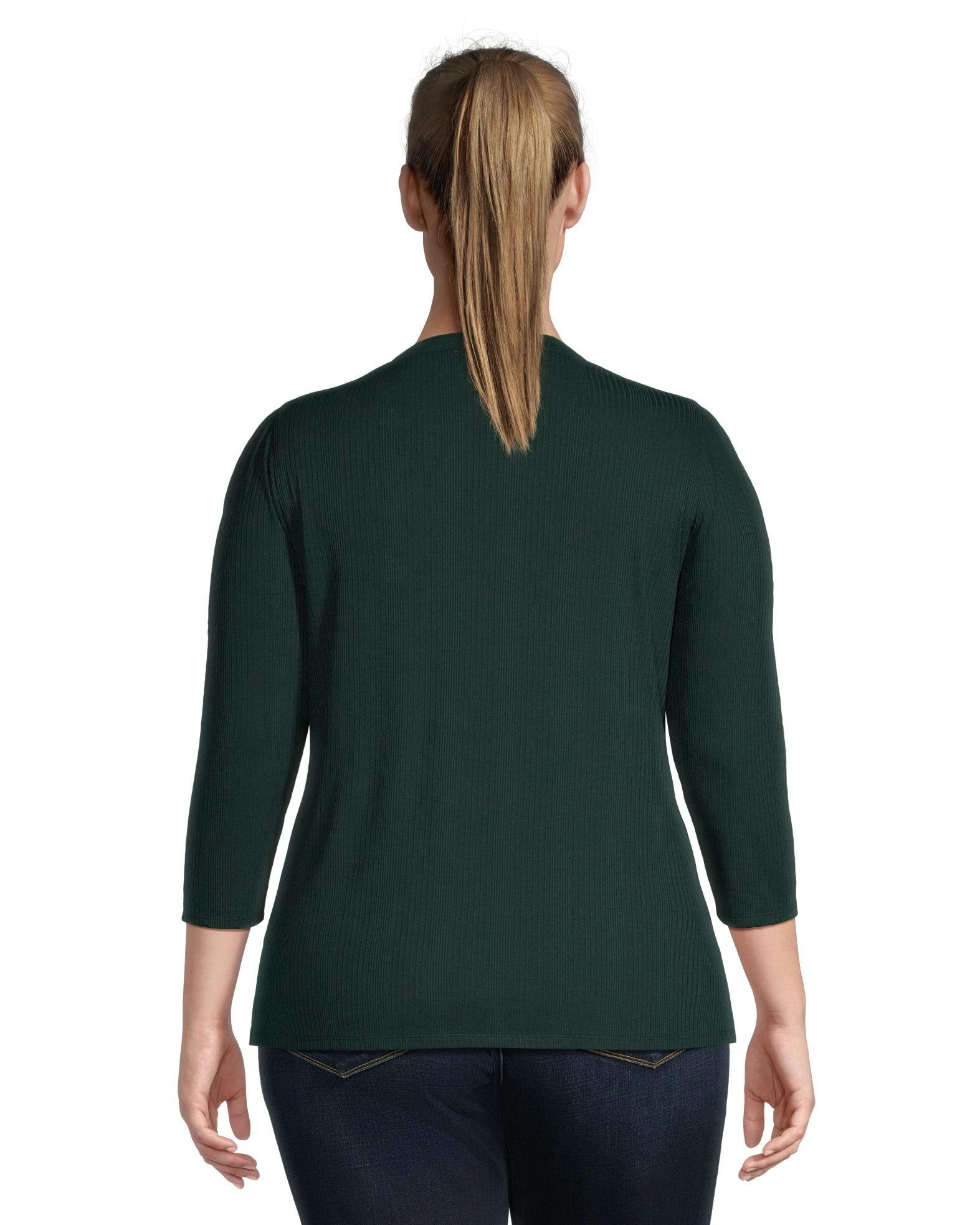 Denver Hayes Women's 3/4 Sleeve Variegated Henley T Shirt