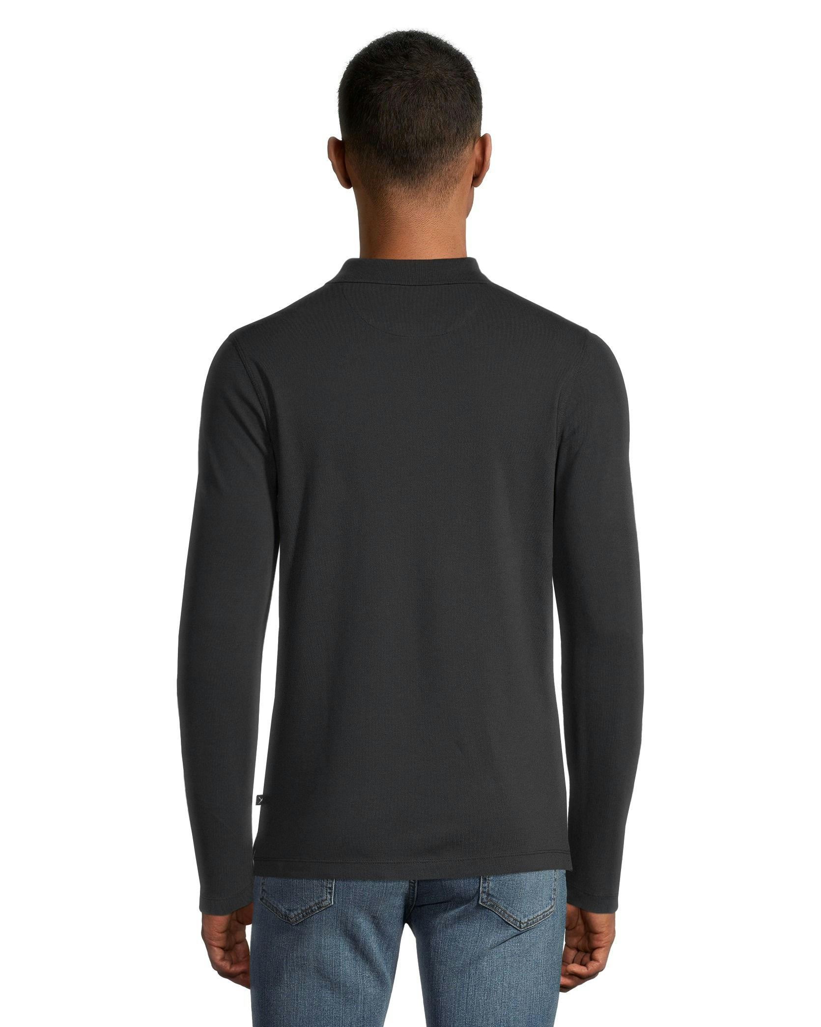 Denver Hayes Men's 50 Wash Long Sleeve Modern Fit Stretch Pique Polo Shirt