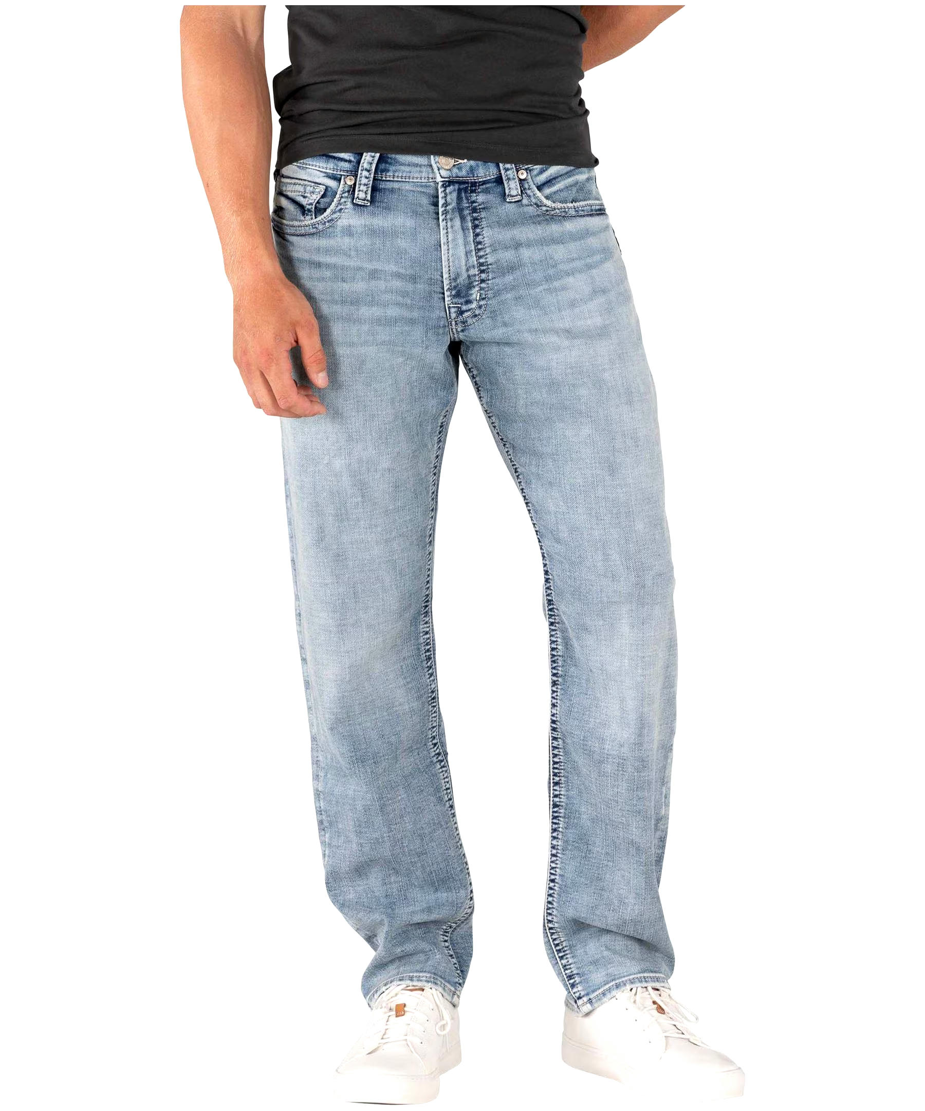 Silver Men's Eddie Relaxed Fit Tapered Light Wash Jeans