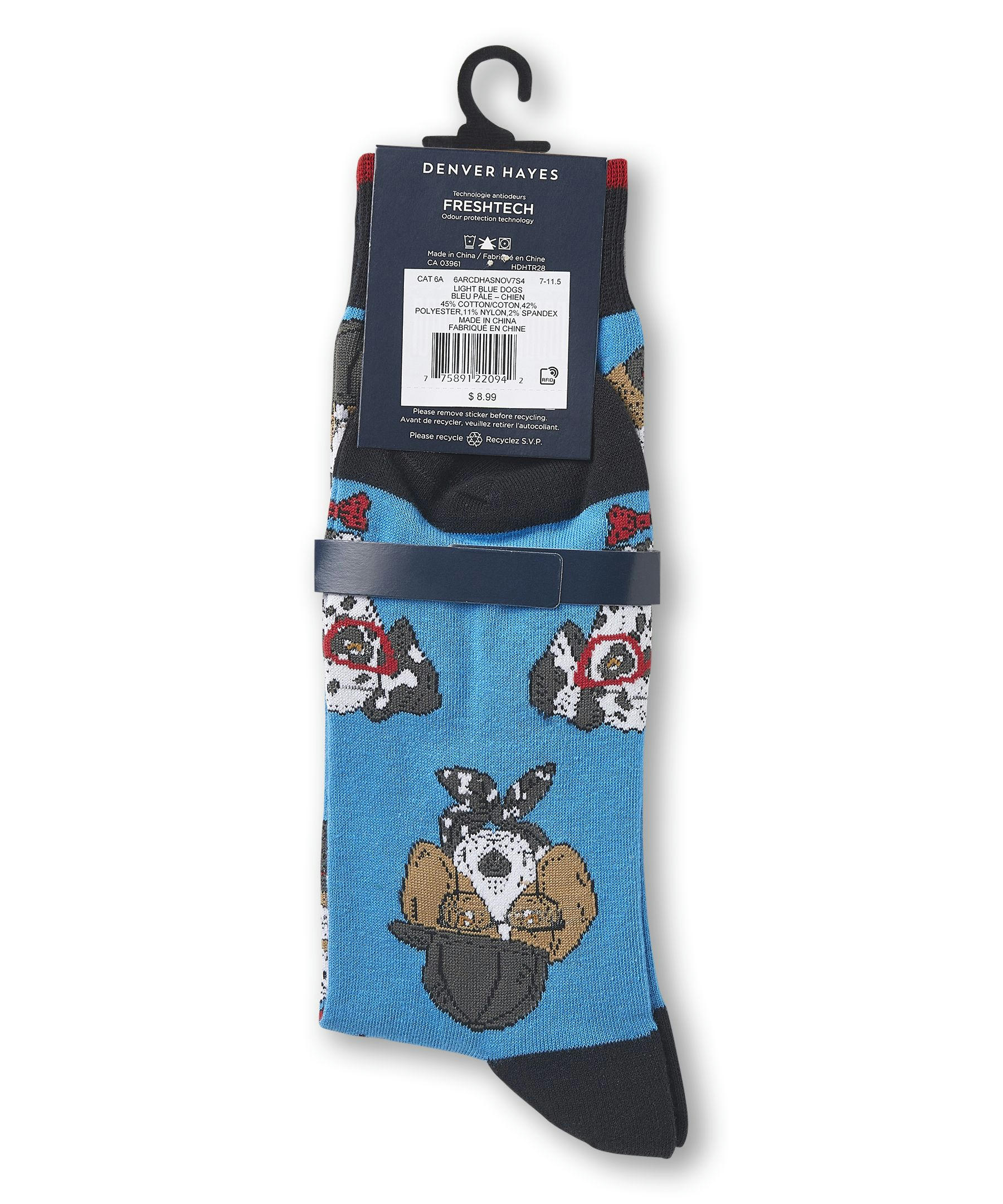Denver Hayes Men's FRESHTECH® Animal Pattern Casual Crew Socks