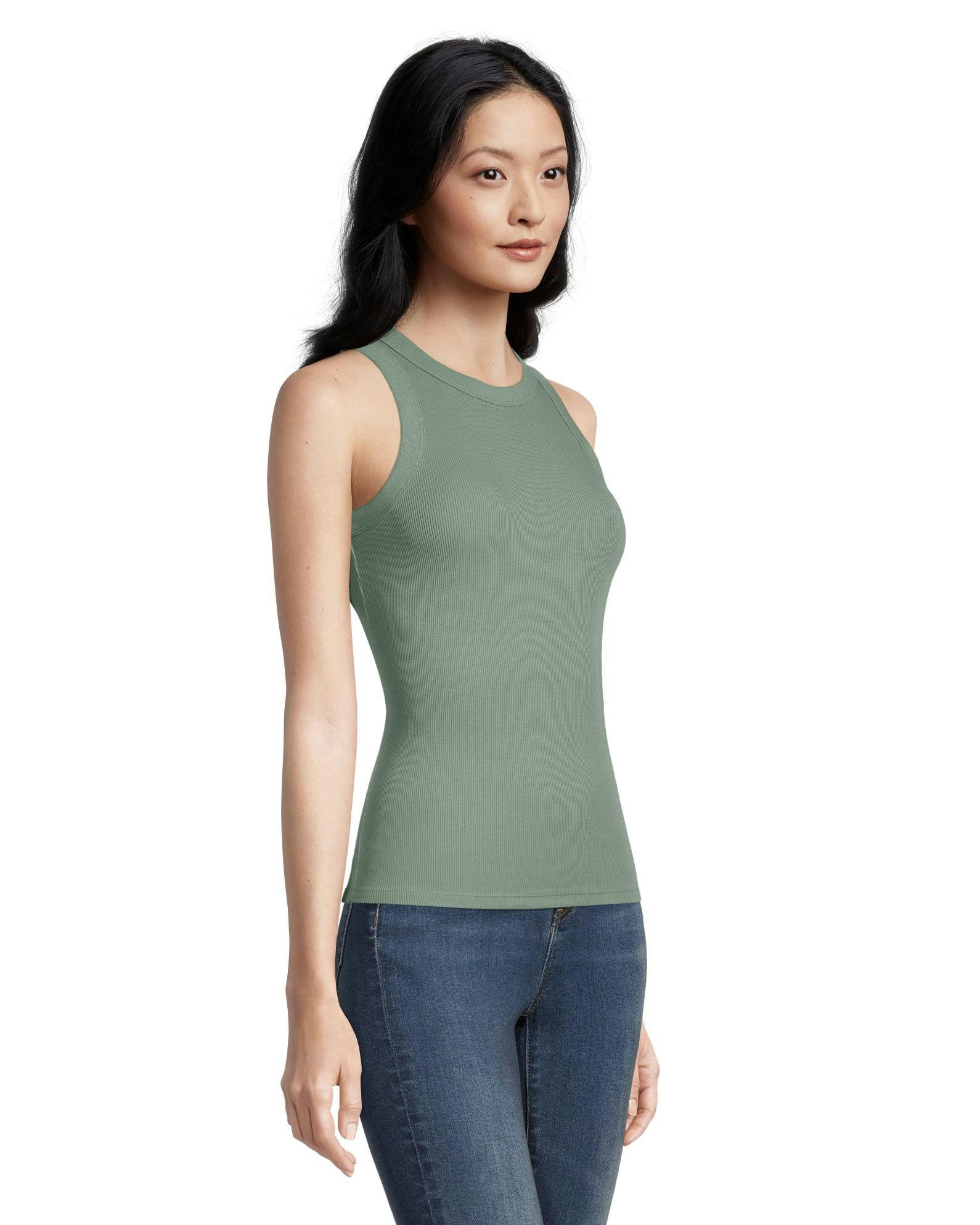 Women's Semi-Fitted High Neck Rib Tank