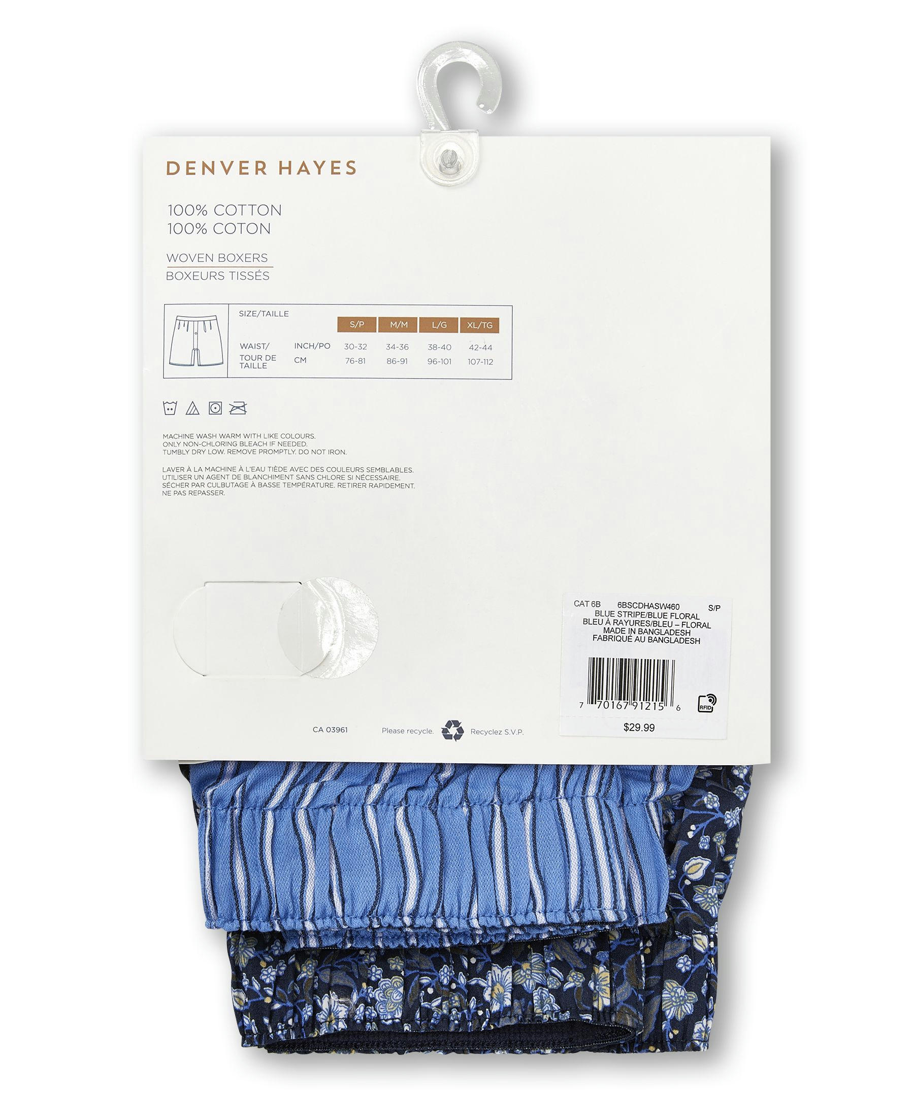 Denver Hayes Men's 2 Pack Woven Boxer
