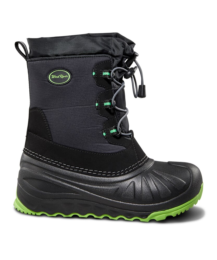 WindRiver Youth Golden IceFX Winter Boots - Black/Green