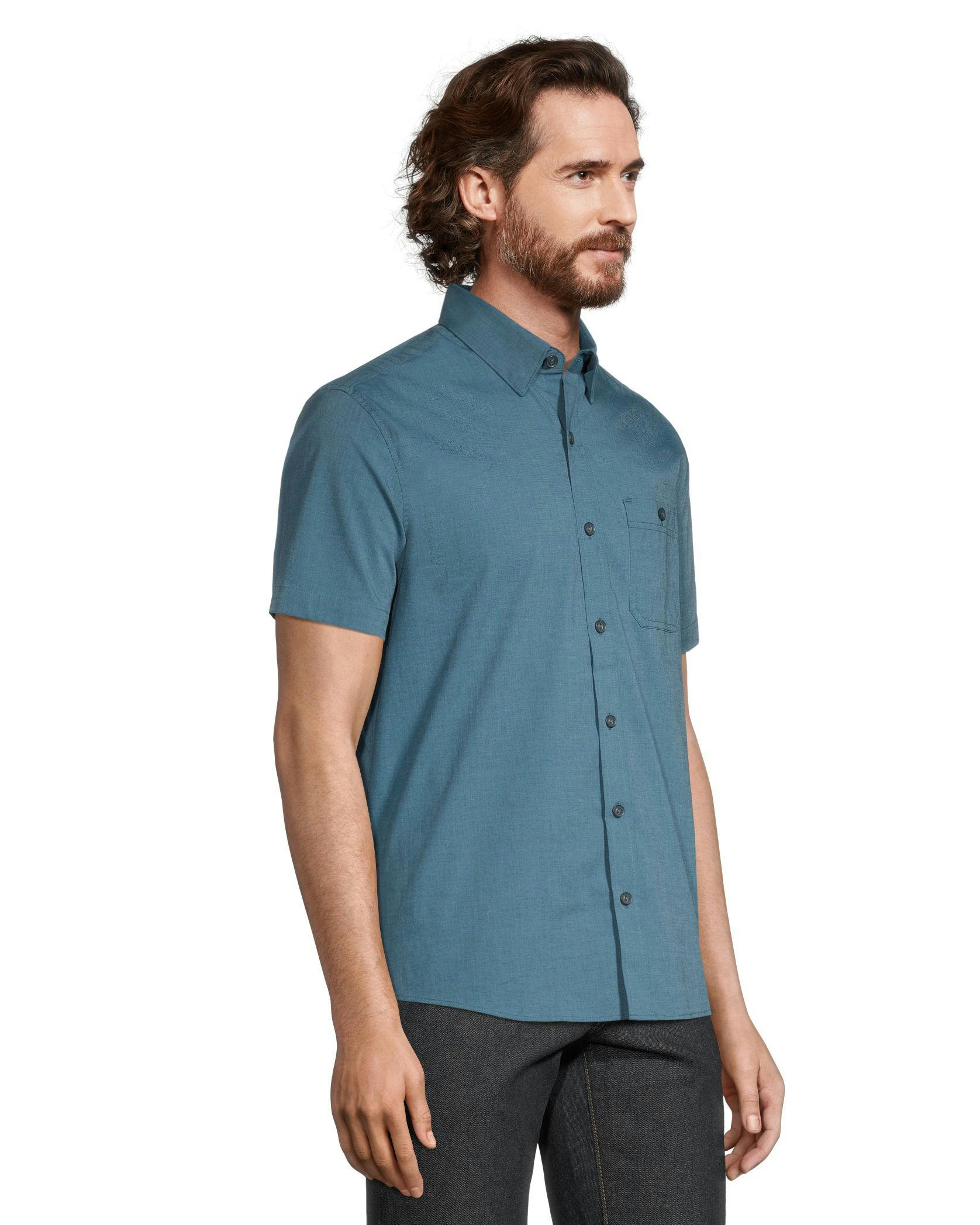 Denver Hayes Men's Premium End on End Modern Fit Short Sleeve Shirt