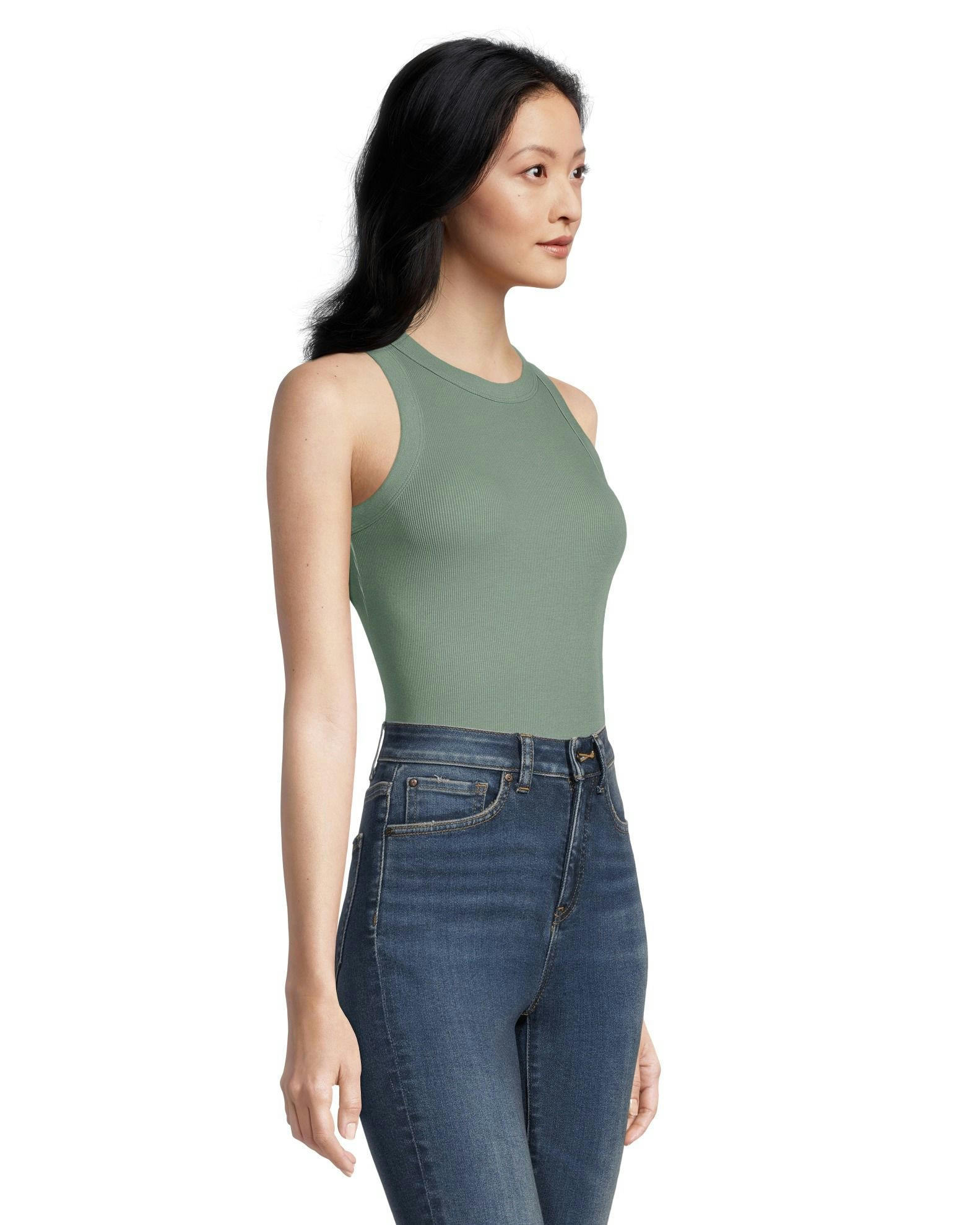 Women's Semi-Fitted High Neck Rib Tank