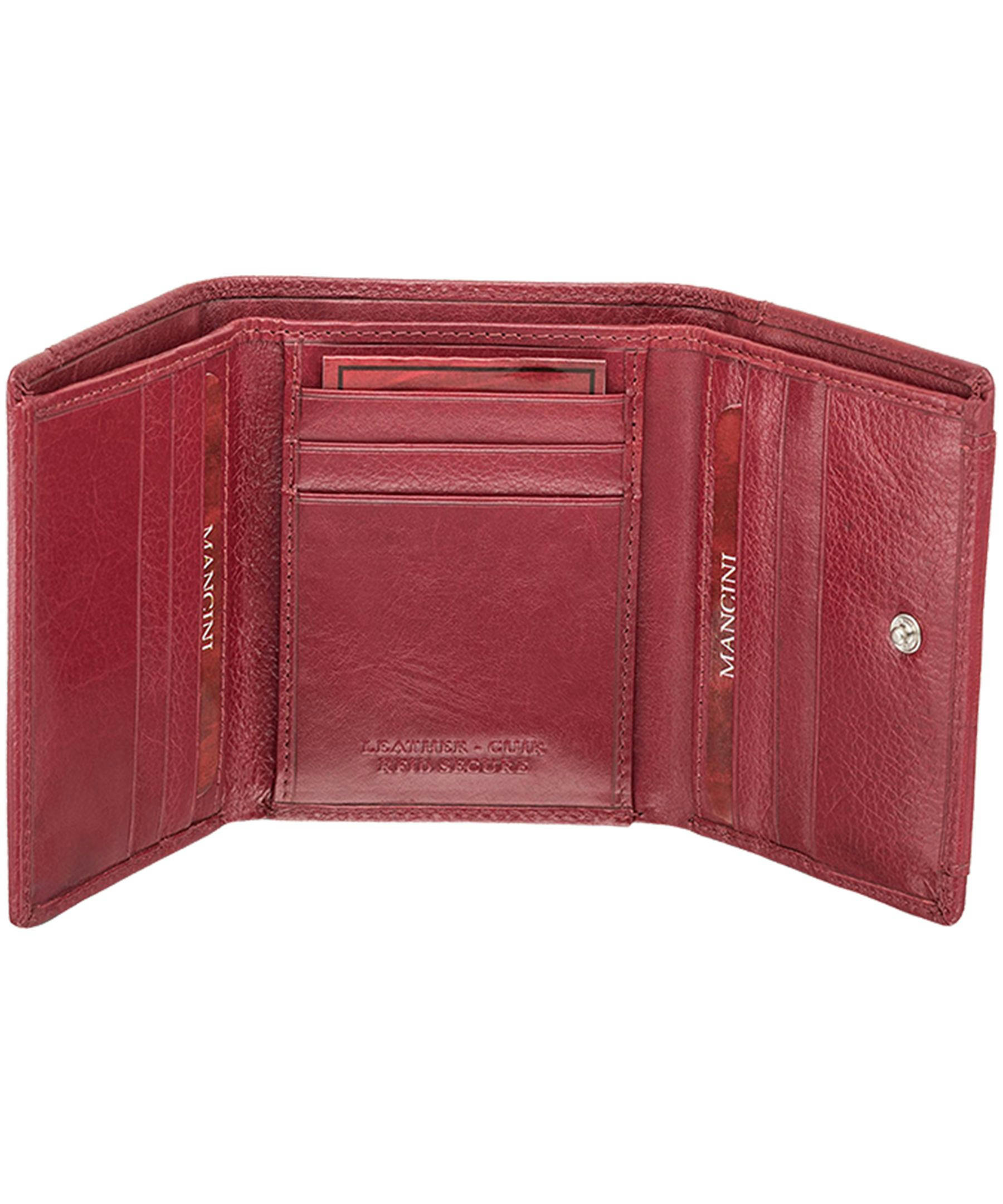 Mancini Leather Goods Men's Equestrian RFID Secure Trifold Wing Wallet Black