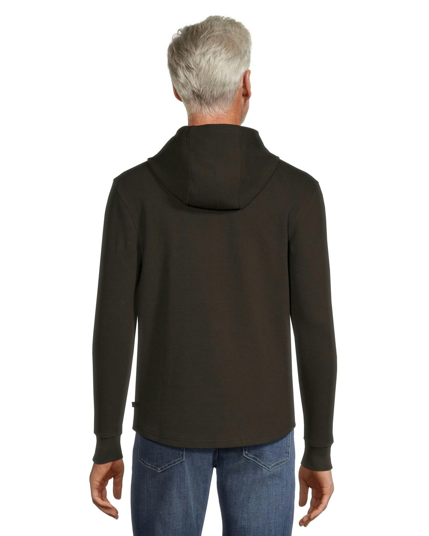 Denver Hayes Men's Long Sleeve Texture Knit Hooded Popover Henley