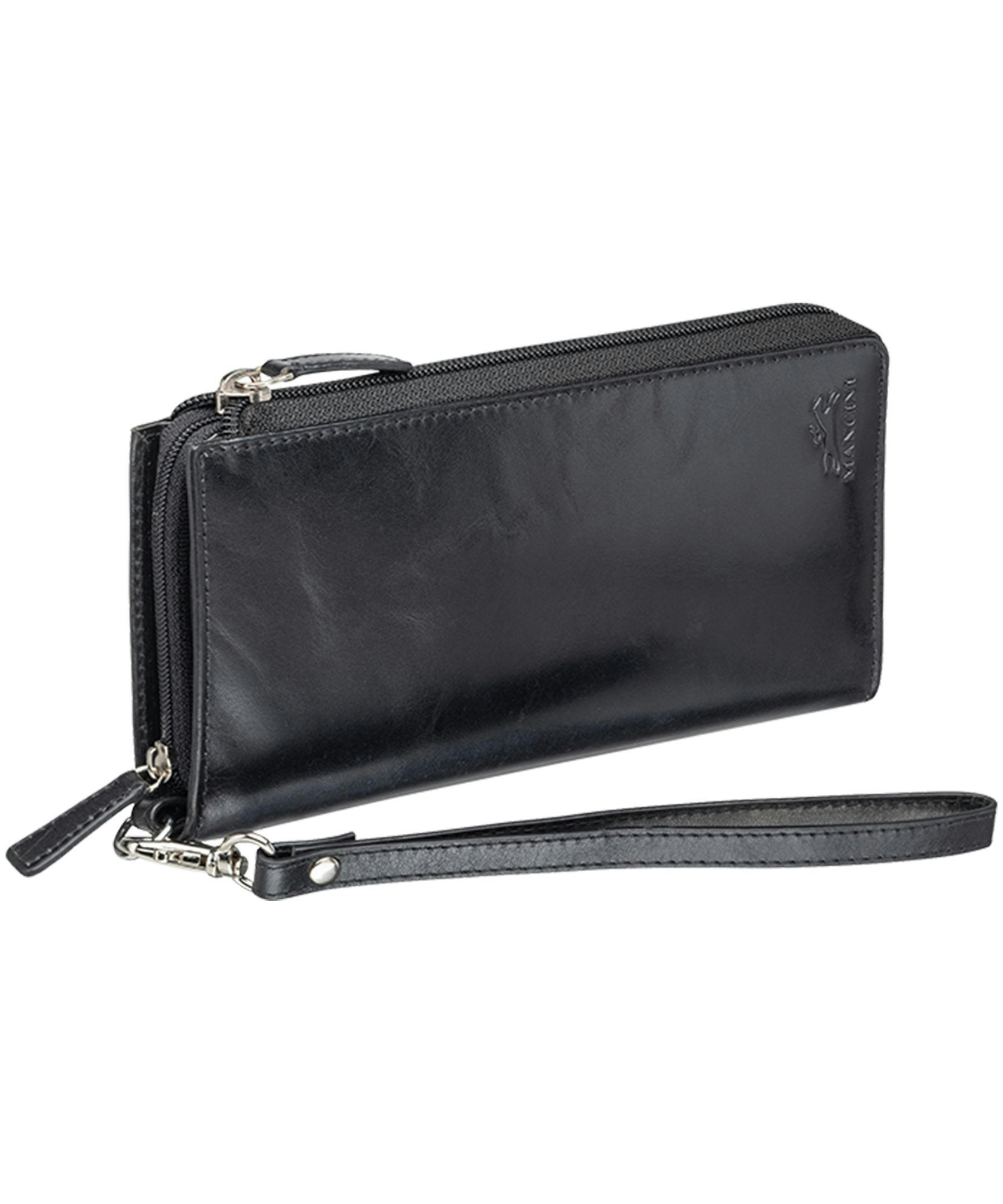 Mancini Leather Goods Women's Casablanca RFID Secure Trifold Wallet Black