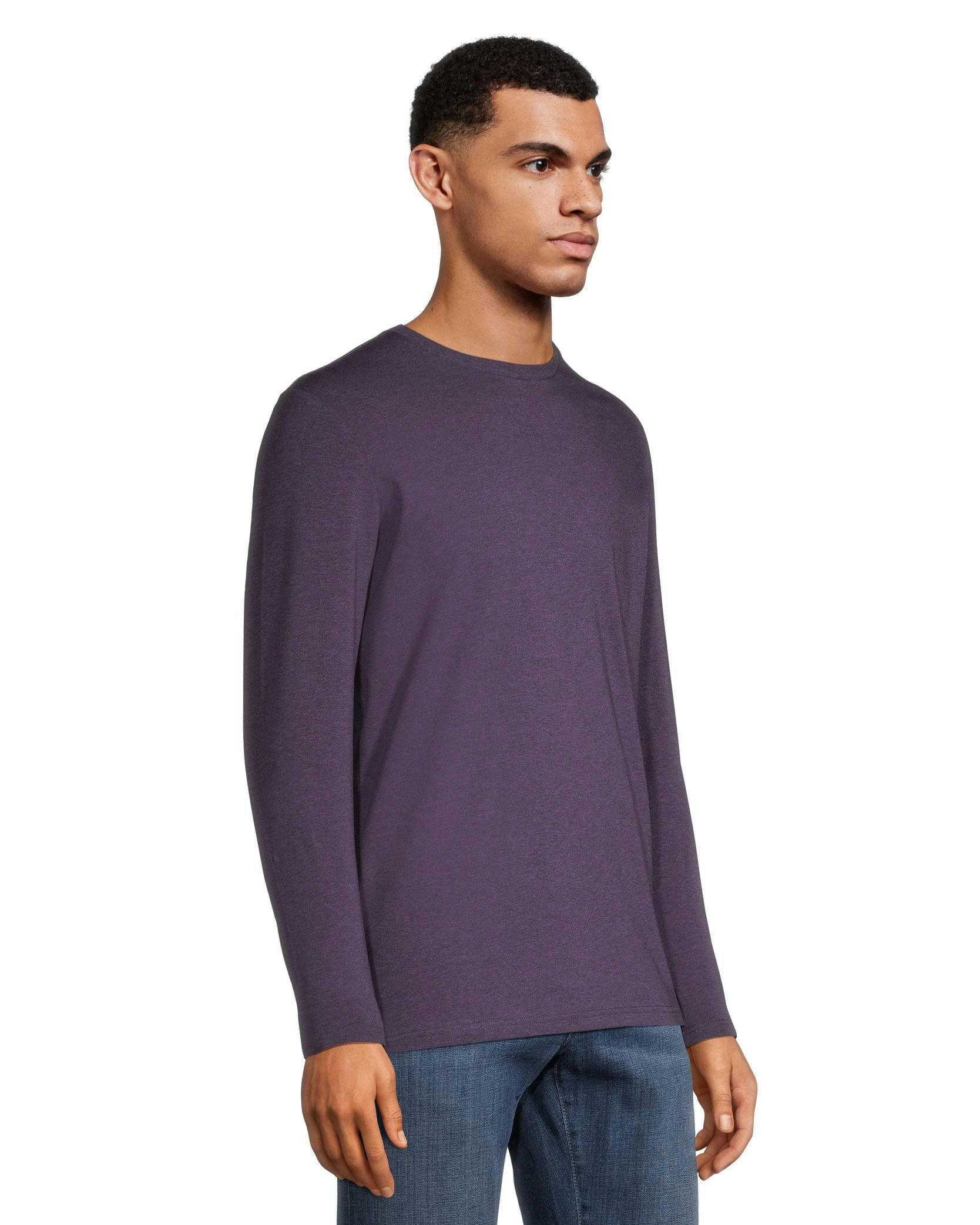 Denver Hayes Men's Stretch Long Sleeve Modern Fit Crewneck T Shirt