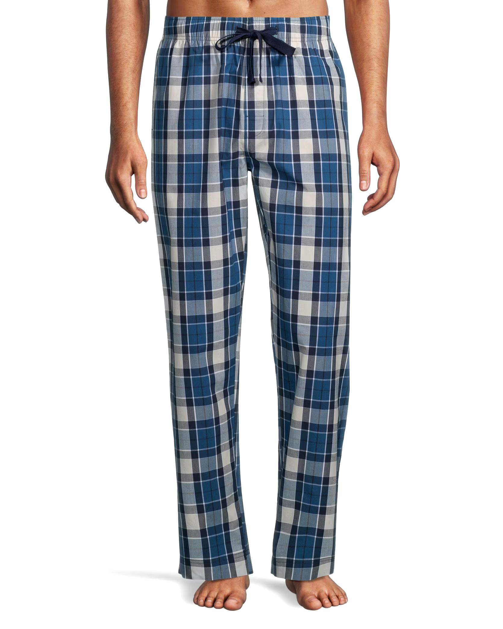 Men's Woven Plaid Lounge Pants With Elastic Waistband and Drawstring
