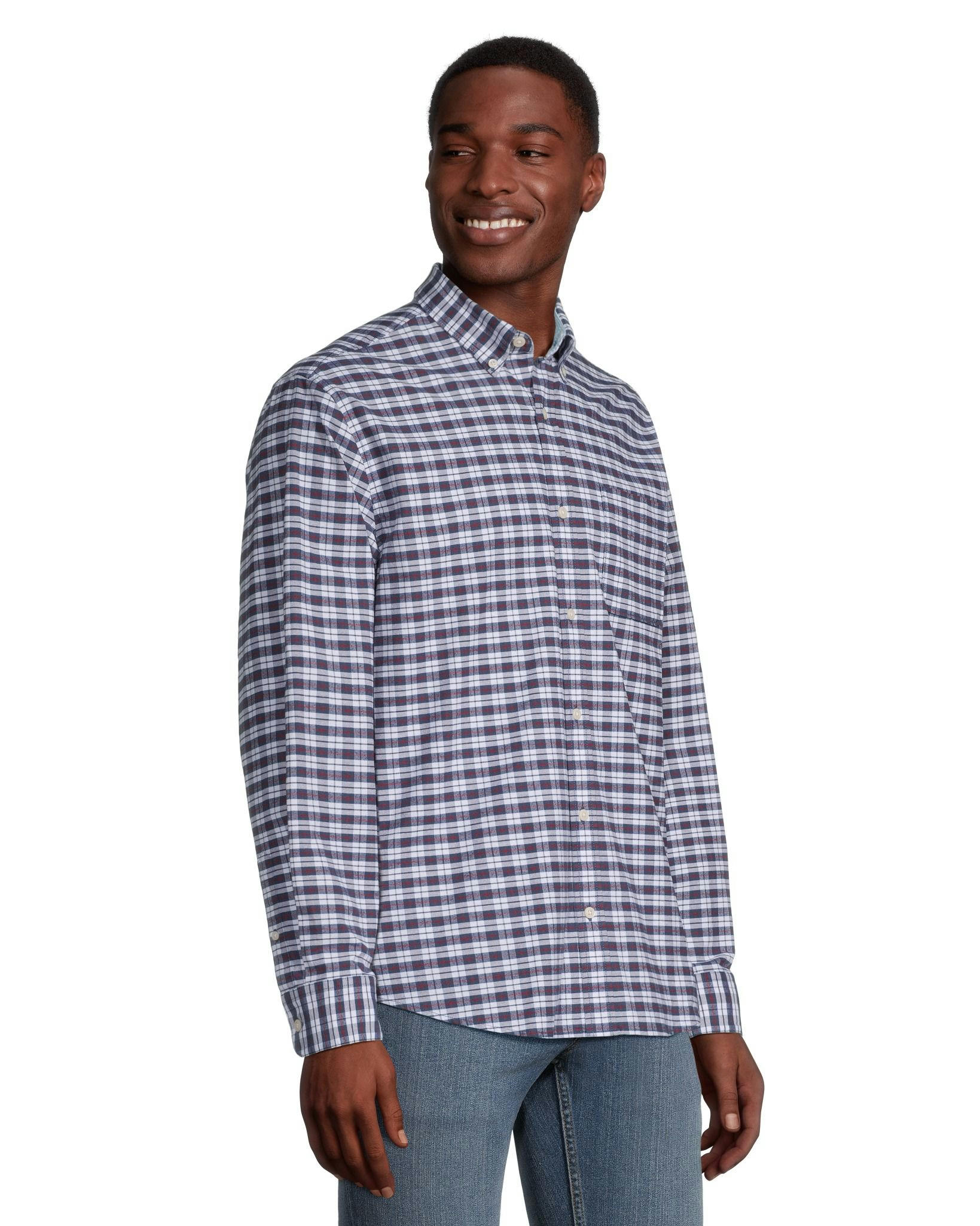 Denver Hayes Men's Stretch Oxford Classic Fit Long Sleeve Button Down Shirt