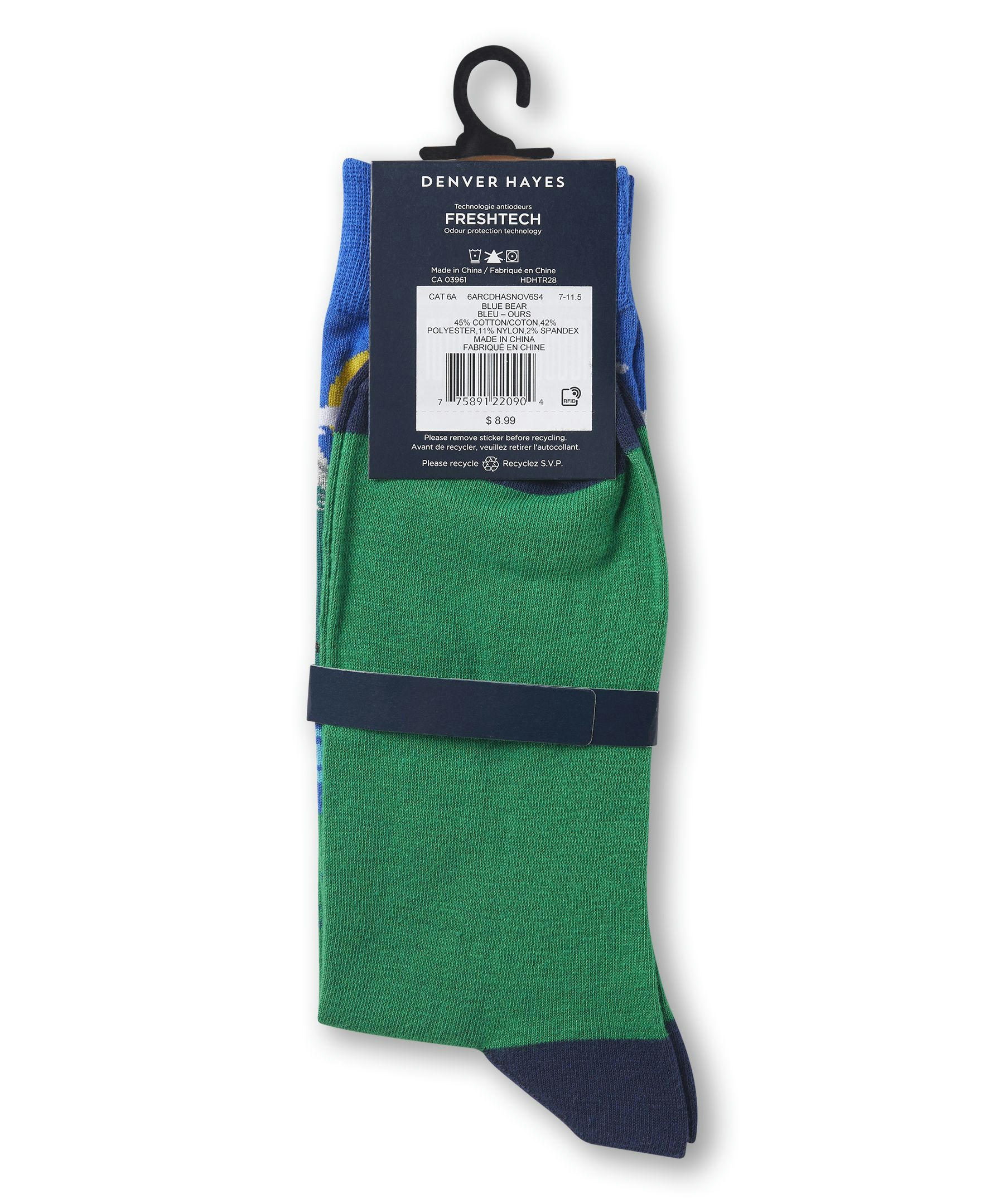 Denver Hayes Men's FRESHTECH® Camping Pattern Casual Crew Socks