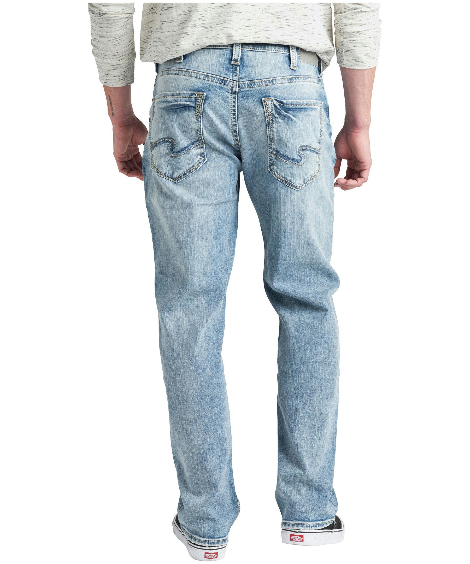 Silver Men's Hunter High Rise Loose Fit Tapered Leg Stretch Denim Jeans - Dark Wash