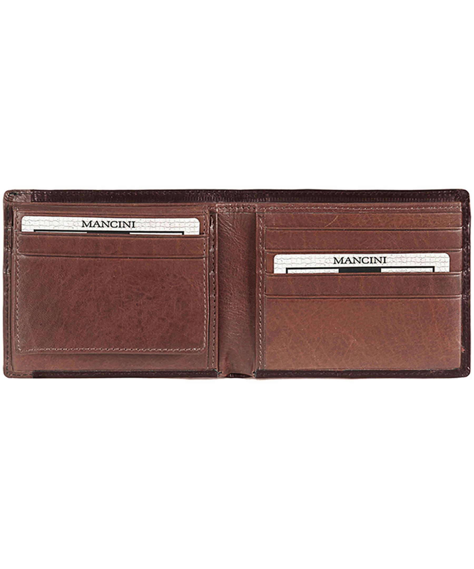 Mancini Leather Goods Men's Casablanca RFID Secure Billfold Wallet Brown