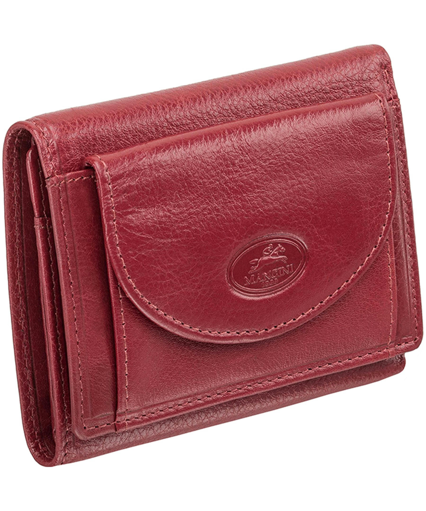 Mancini Leather Goods Men's Equestrian RFID Secure Trifold Wing Wallet Black