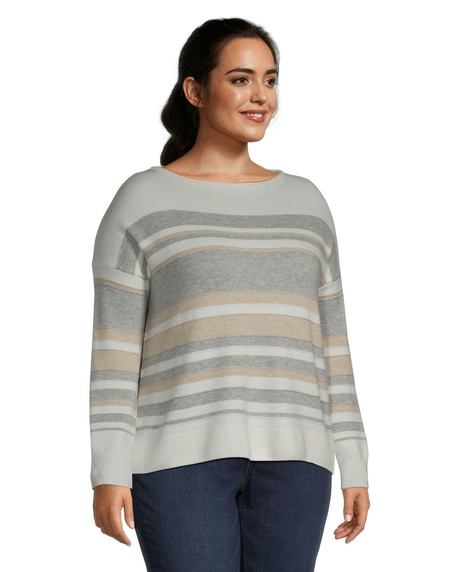 Denver Hayes Women's Semi Fitted Cozy Novelty Stitch Boat Neck Pullover