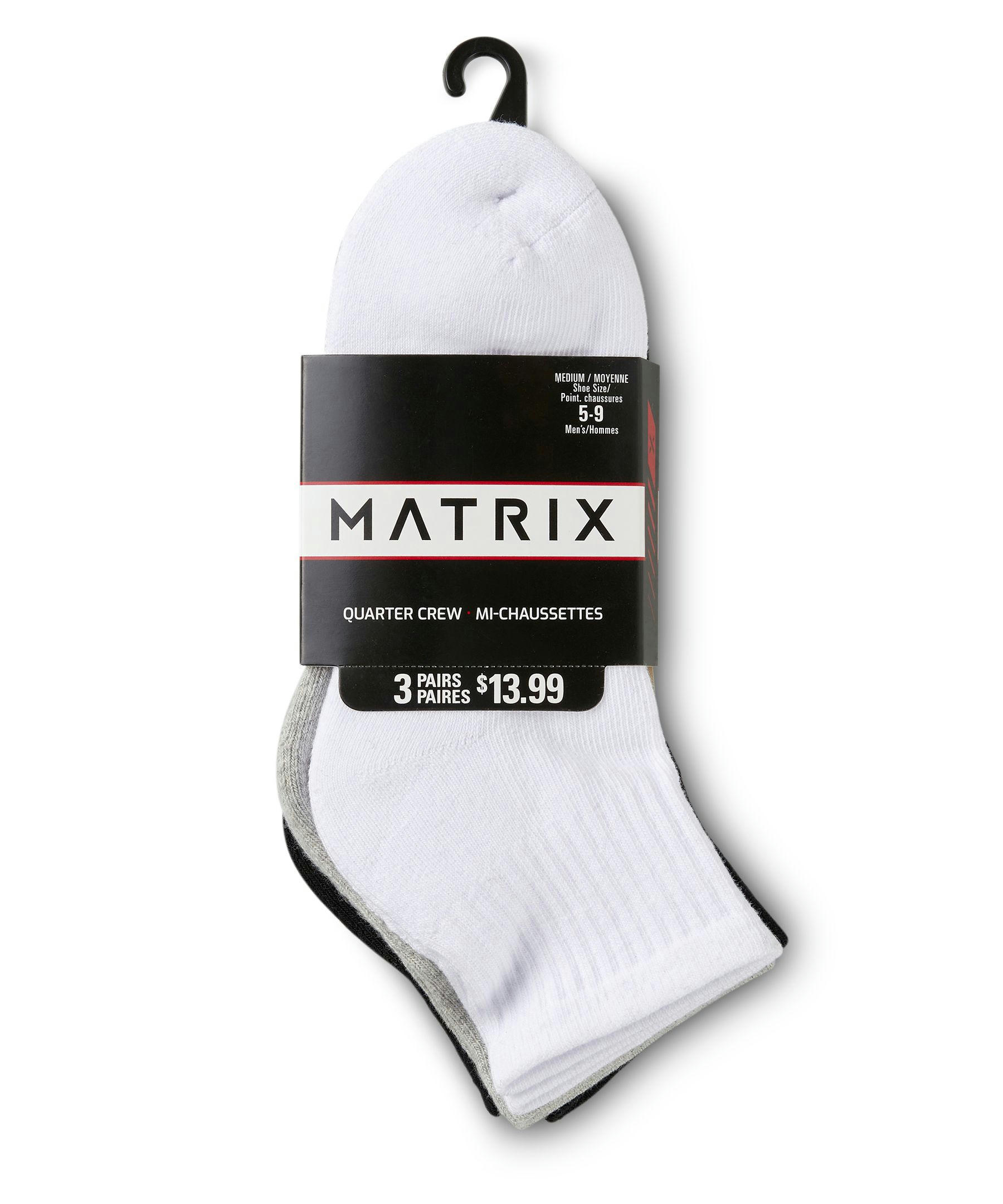 Men's 3 Pack Quarter Crew Sport Socks