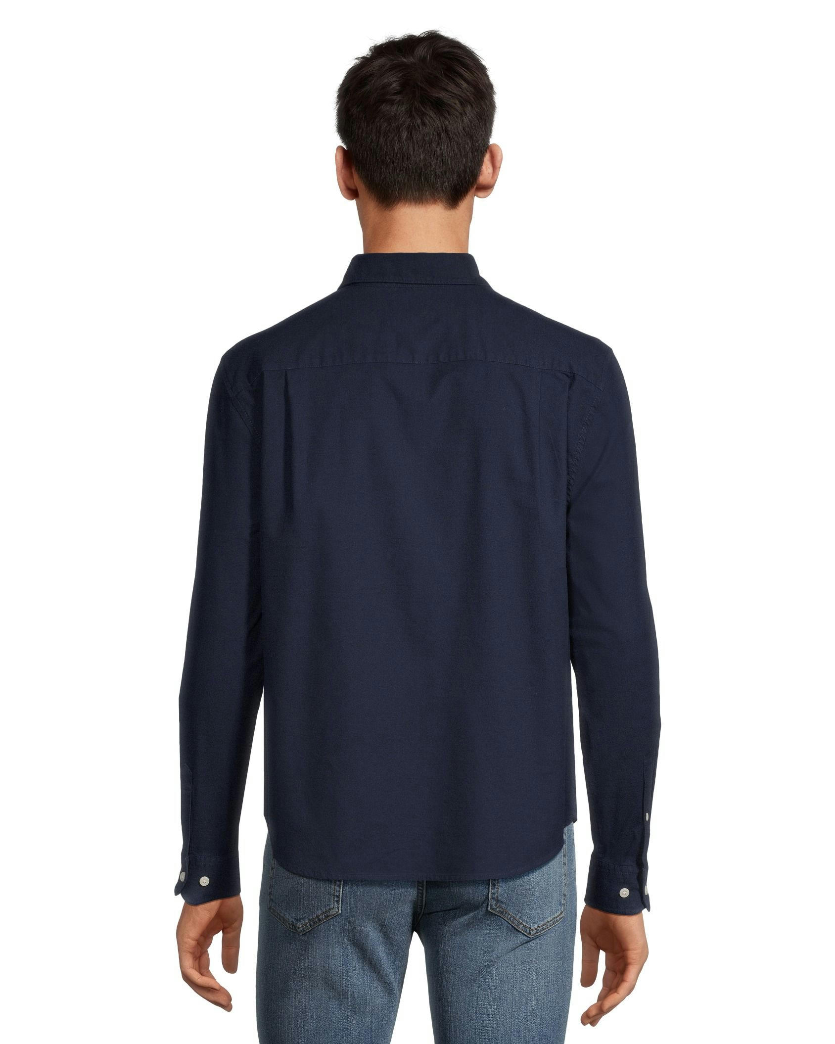 Denver Hayes Men's Stretch Oxford Modern Fit Long Sleeve Button Down Shirt