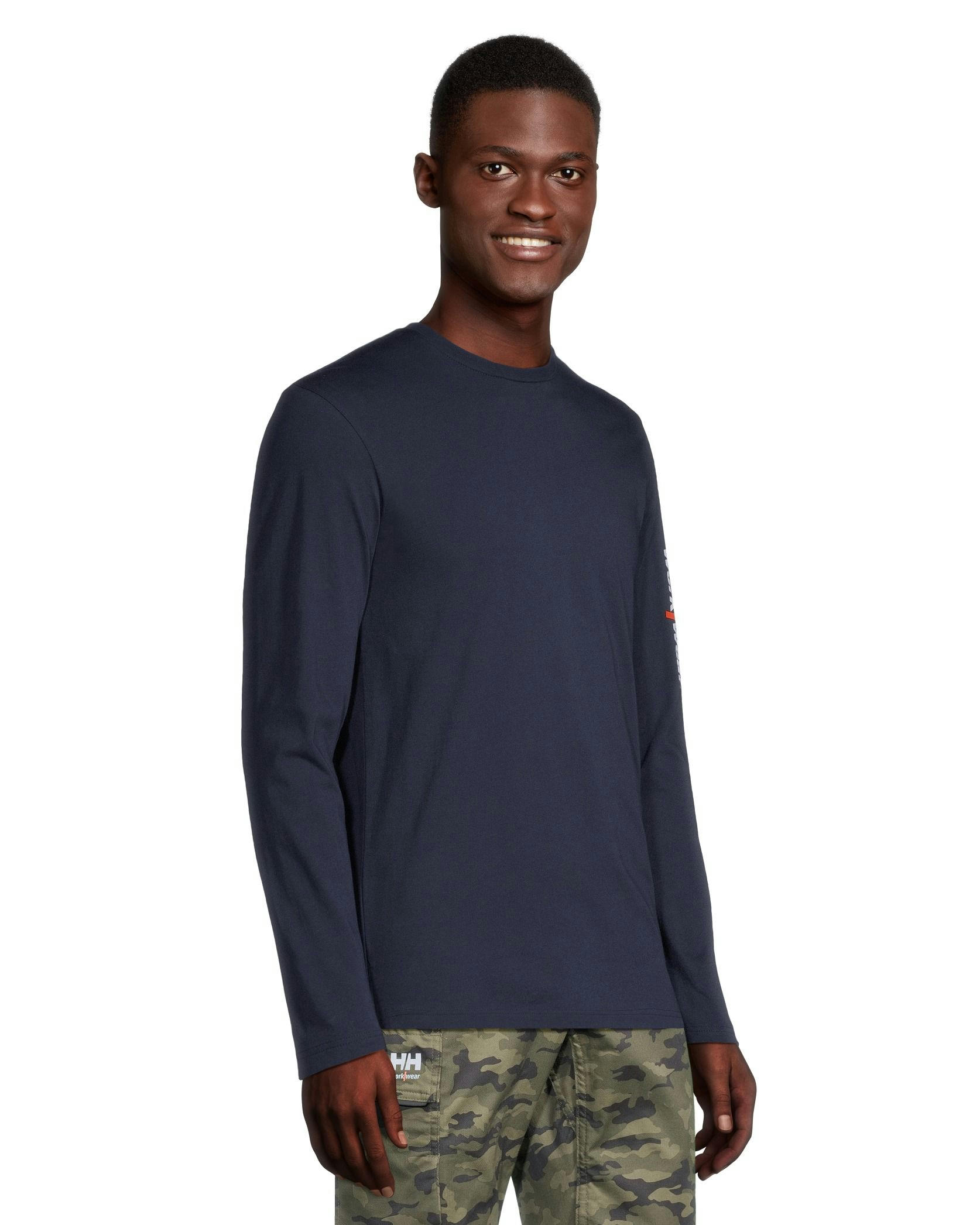 Helly Hansen Workwear Men's Sleeve Logo Cotton Long Sleeve T Shirt