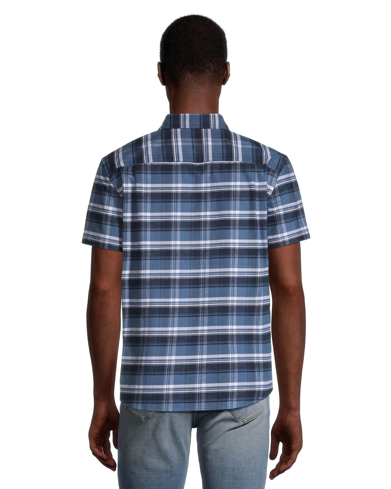 Denver Hayes Men's Stretch Oxford Modern Fit Short Sleeve Button Down Shirt