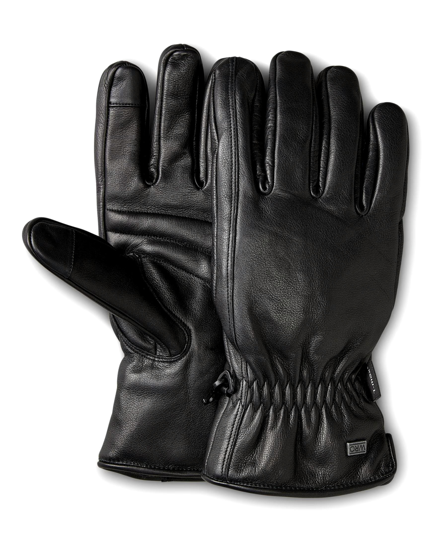 WindRiver Men's Goatskin Leather T-Max Insulated Gloves with Snaps - Black