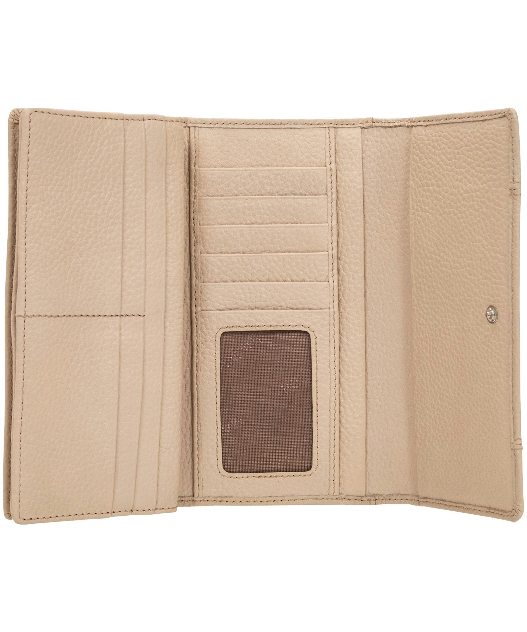 Mancini Leather Goods Women's Pebelled RFID Secure Trifold Wing Wallet